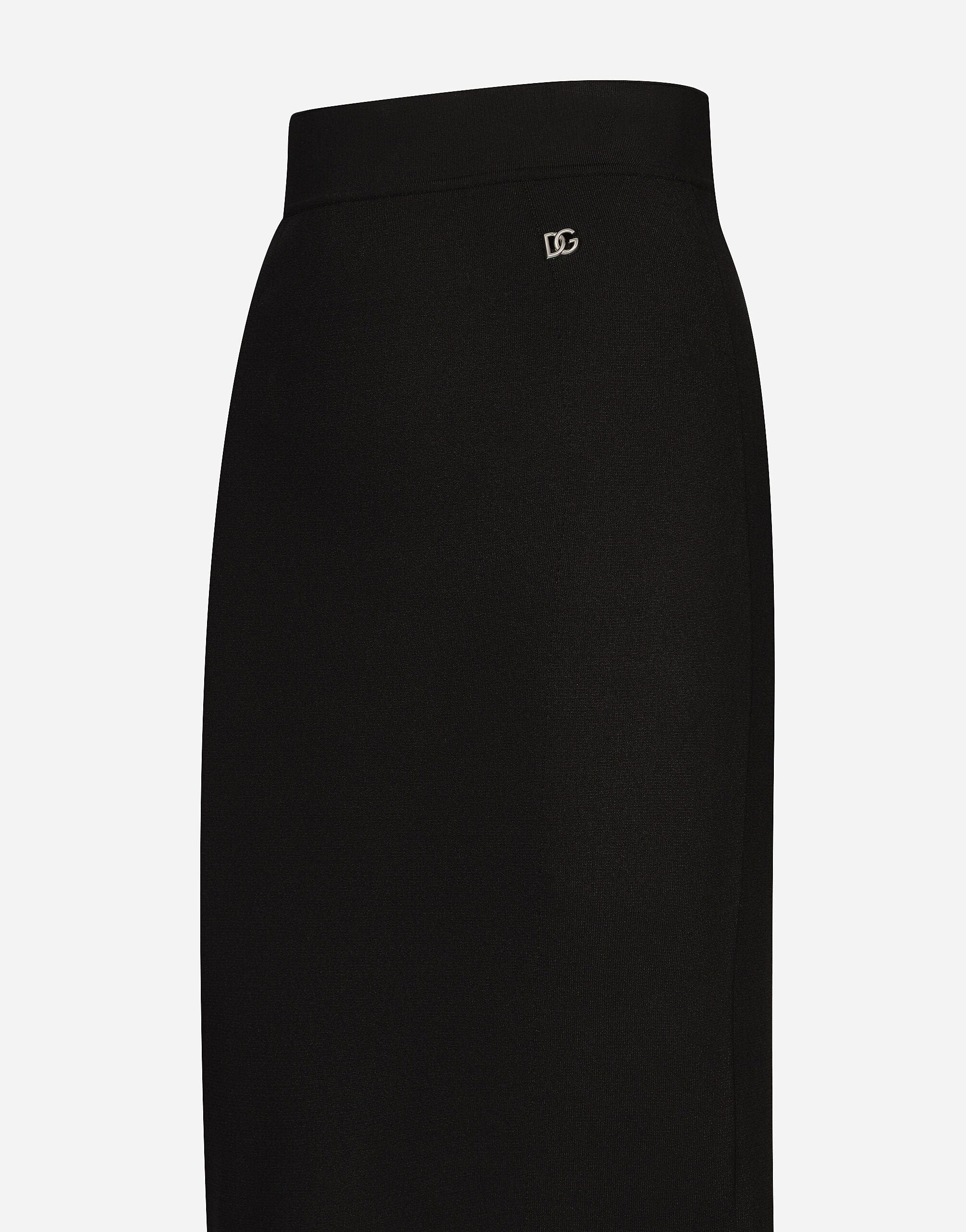 Dolce & Gabbana Stretch Knit Pencil Logo Skirt