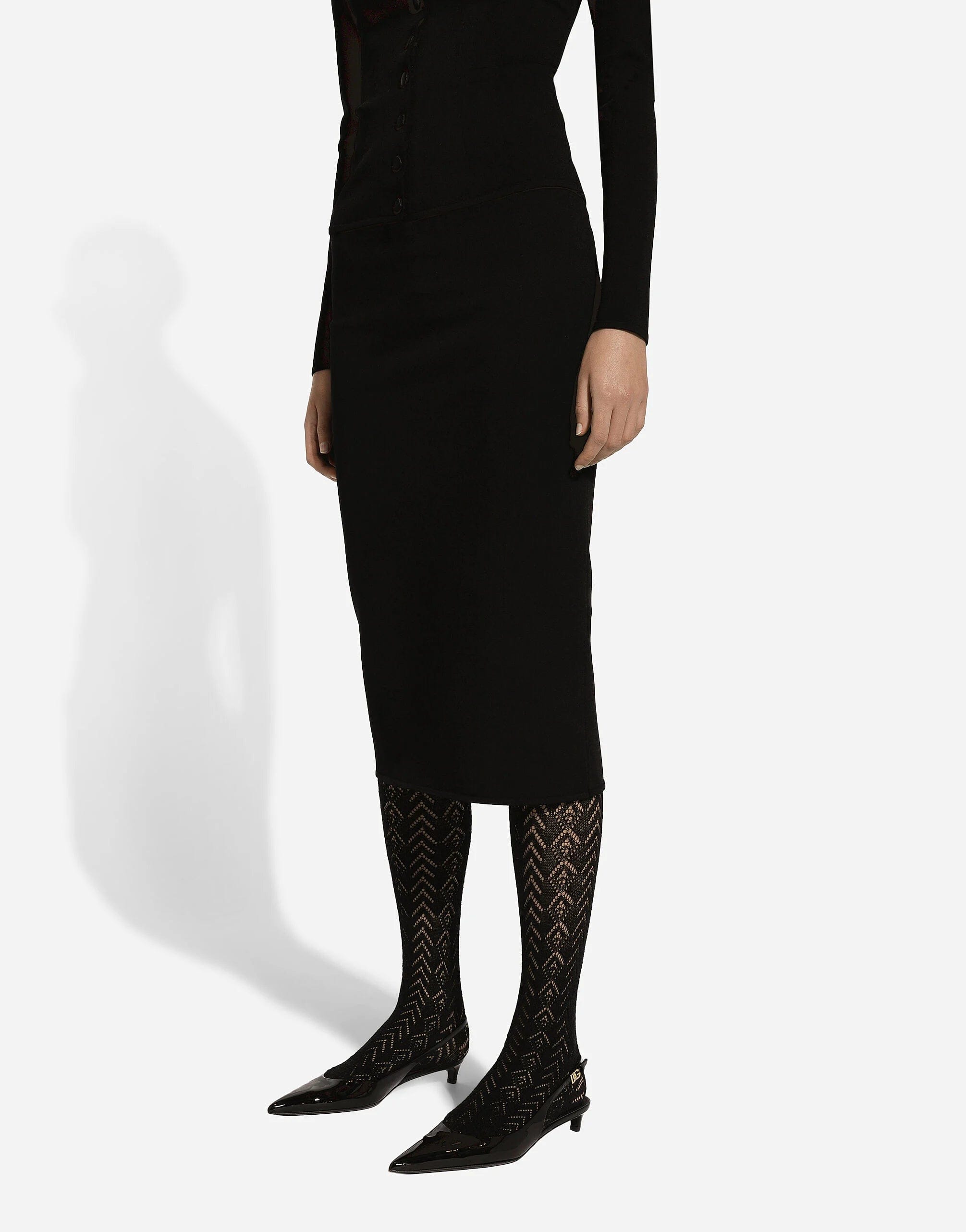 Dolce & Gabbana Stretch Knit Pencil Logo Skirt