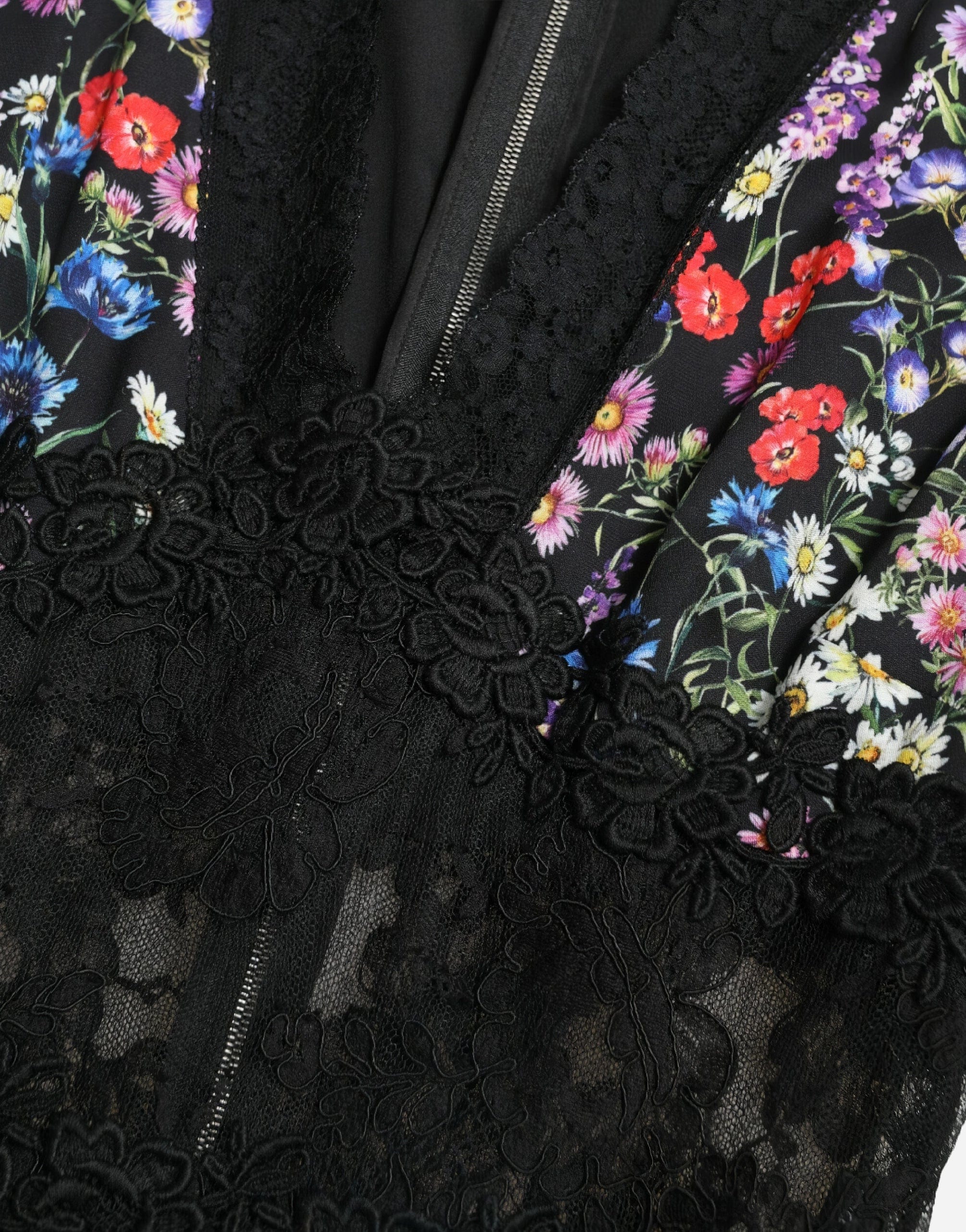 Dolce & Gabbana Stretch Lace With Floral Print Dress