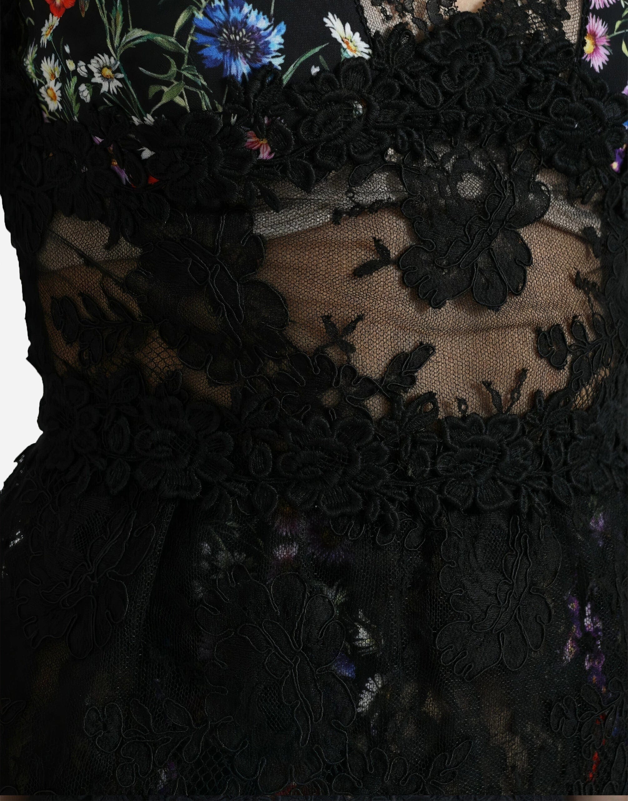 Dolce & Gabbana Stretch Lace With Floral Print Dress