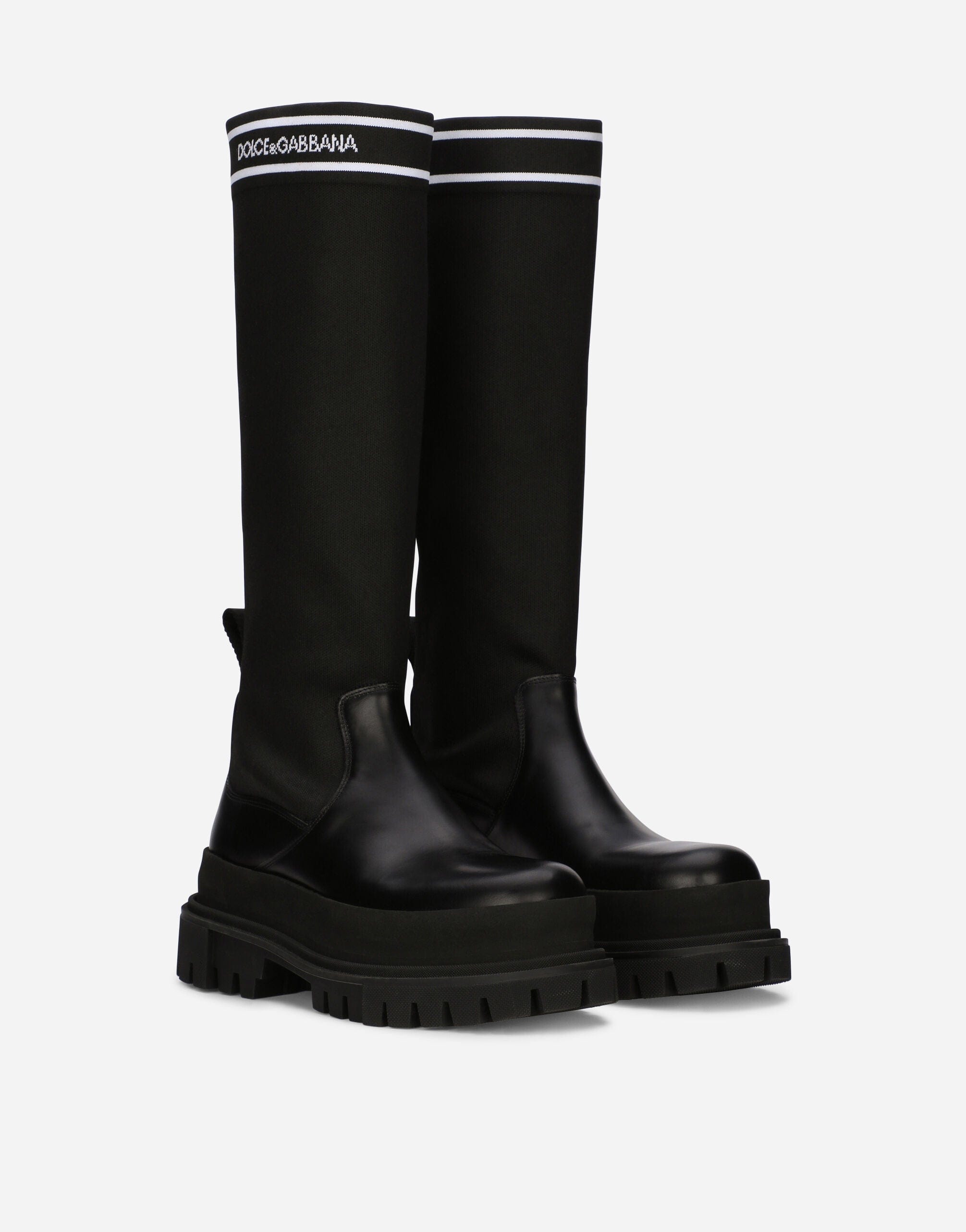 Dolce & Gabbana Stretch Mesh Leather Boots