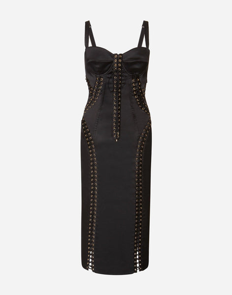 Dolce & Gabbana Stretch Satin Midi Corset Dress Dolce & Gabbana Stretch Satin Midi Corset Dress