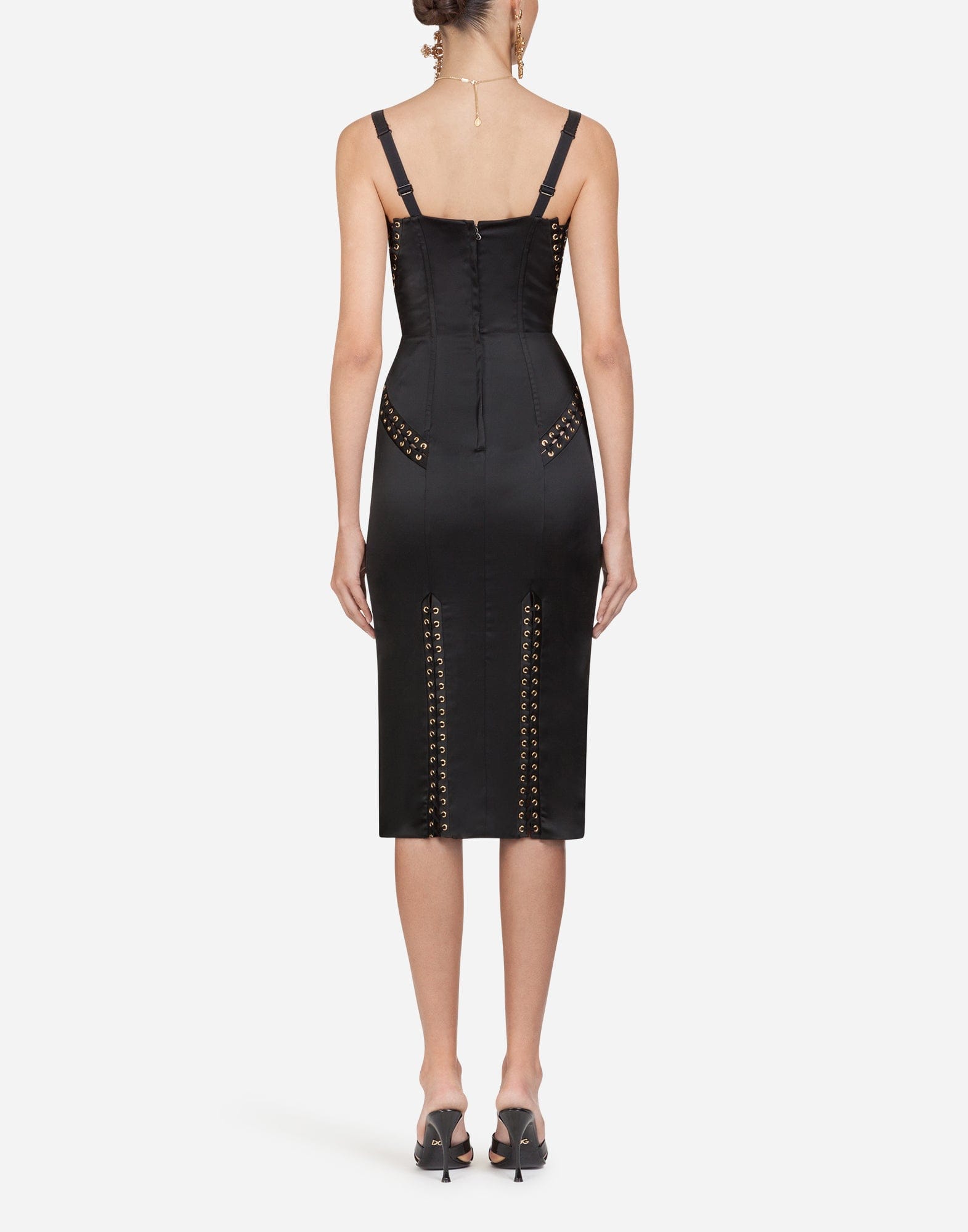 Dolce Gabbana Stretch Satin Midi Corset Dress Sendegaro JP