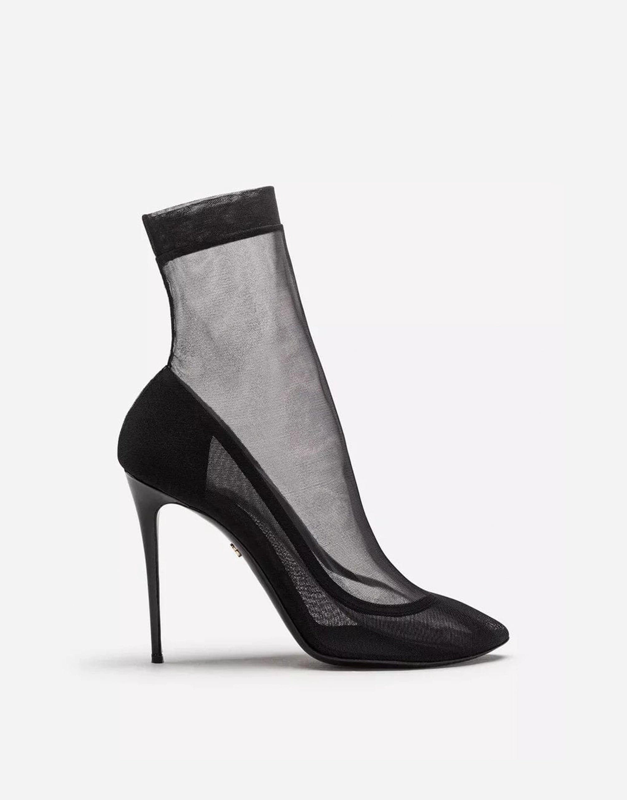 Dolce & Gabbana Stretch Tulle Patent Leather Booties