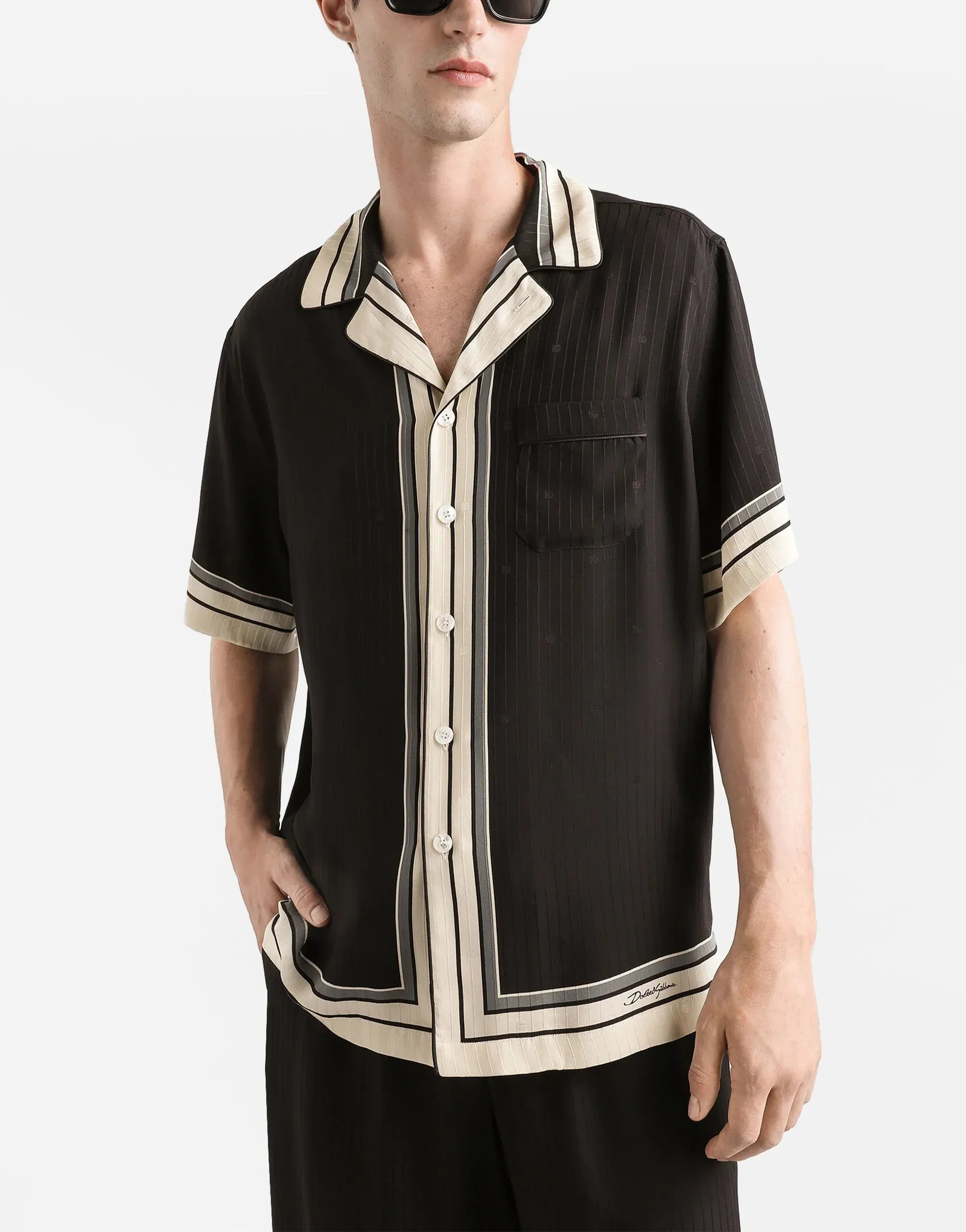 Dolce & Gabbana Stripe-Print Hawaii Logo Shirt