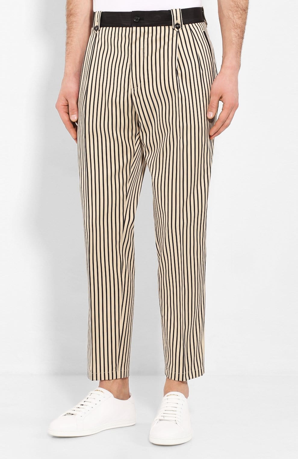 Dolce & Gabbana Striped Cotton Tapered Trousers