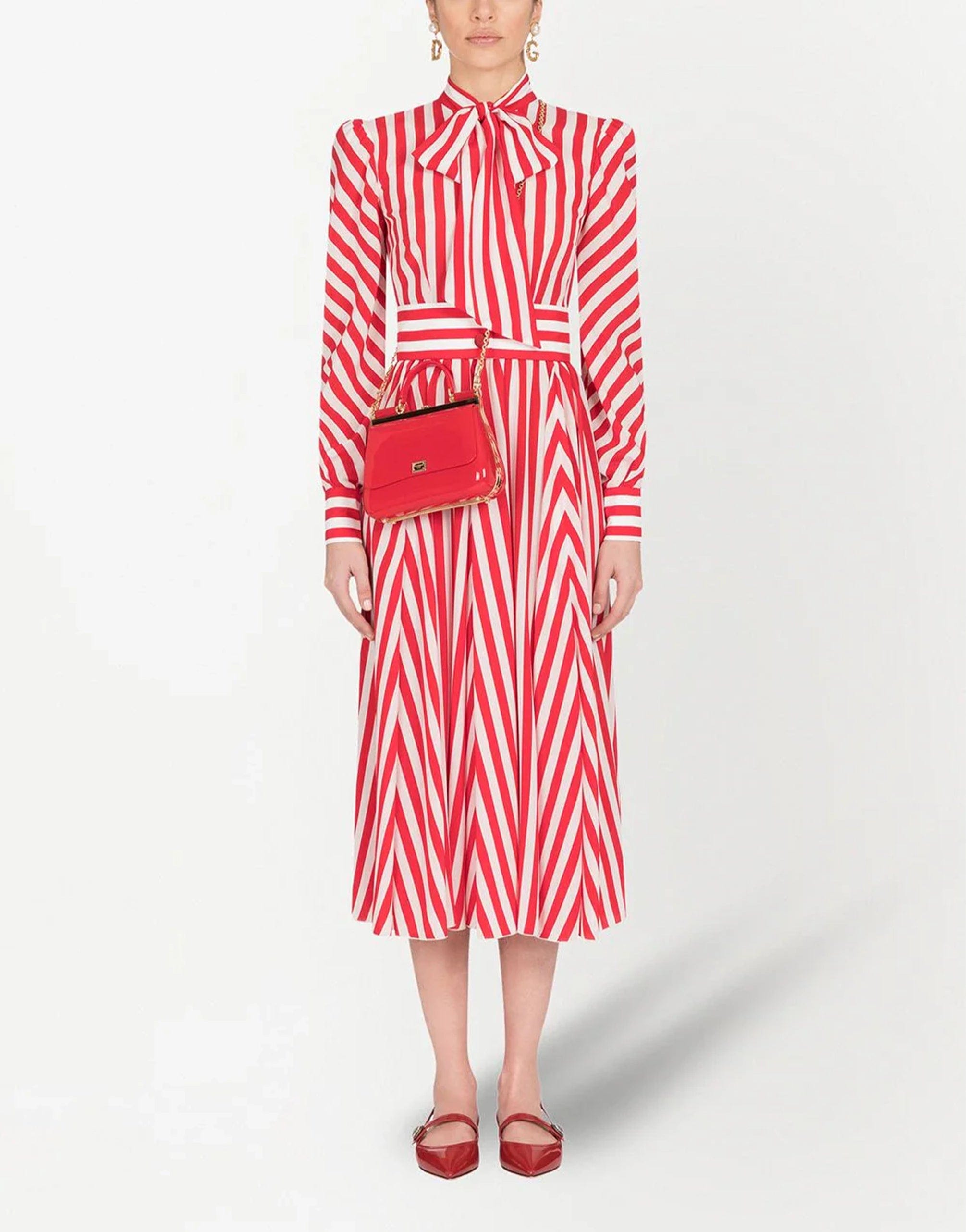 Dolce & Gabbana Striped Crepe De Chine Dress