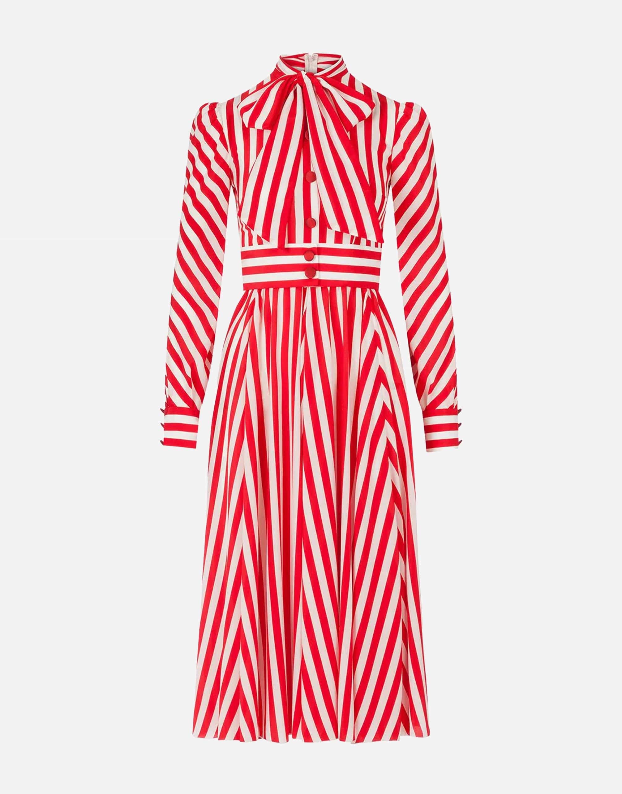 Striped Crepe De Chine Midi Dress