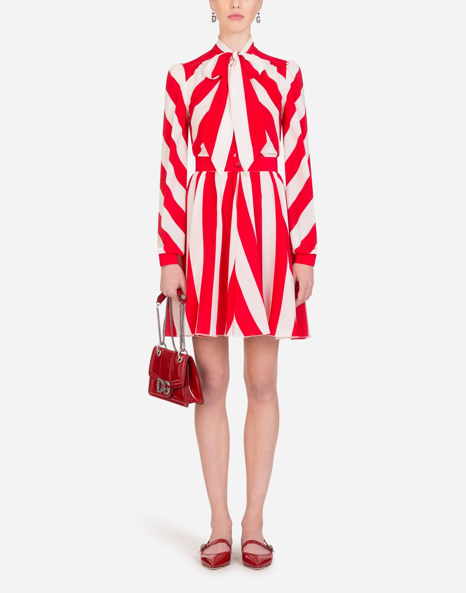 Dolce & Gabbana Striped Crepe De Chine Mini Dress