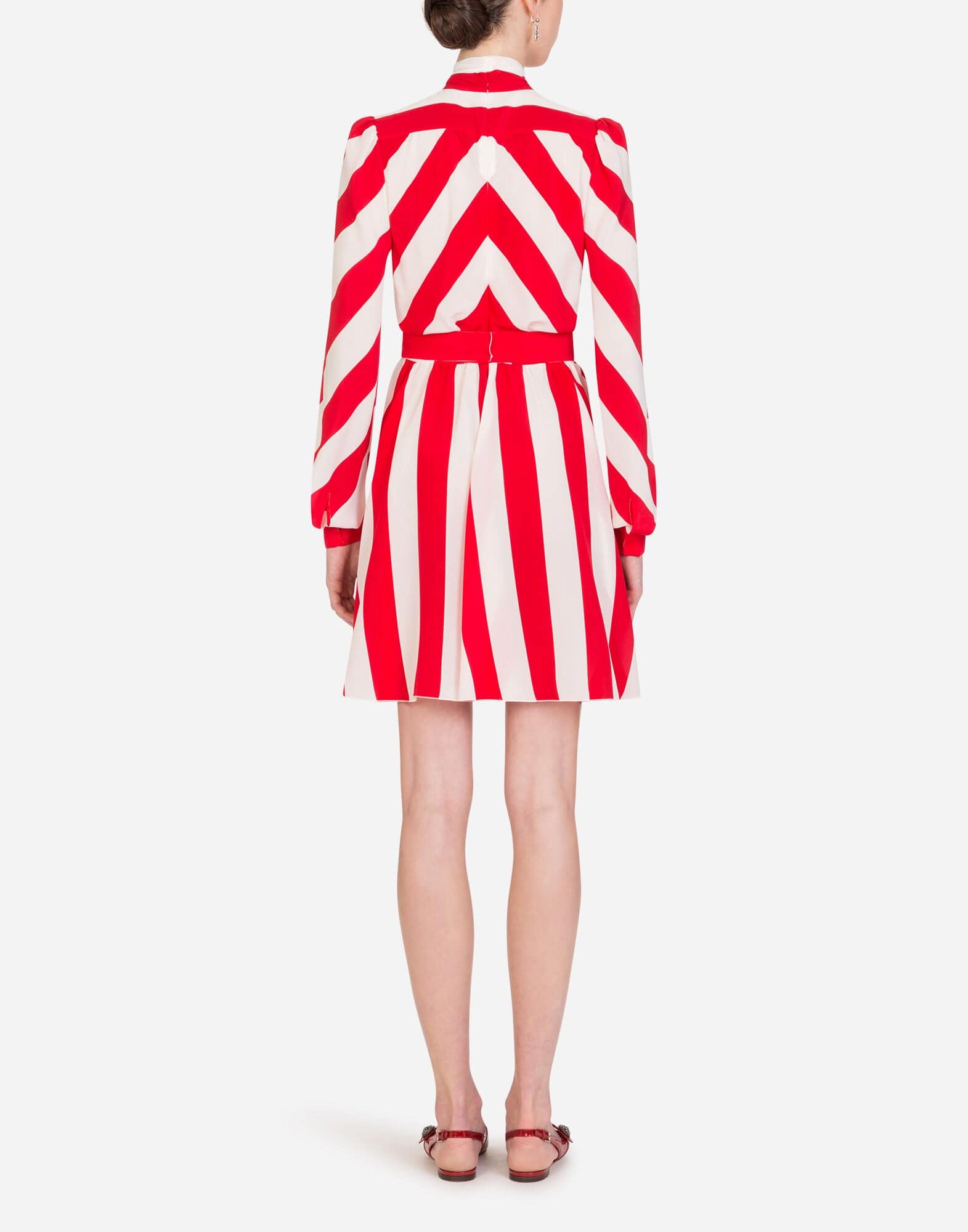 Dolce & Gabbana Striped Crepe De Chine Mini Dress