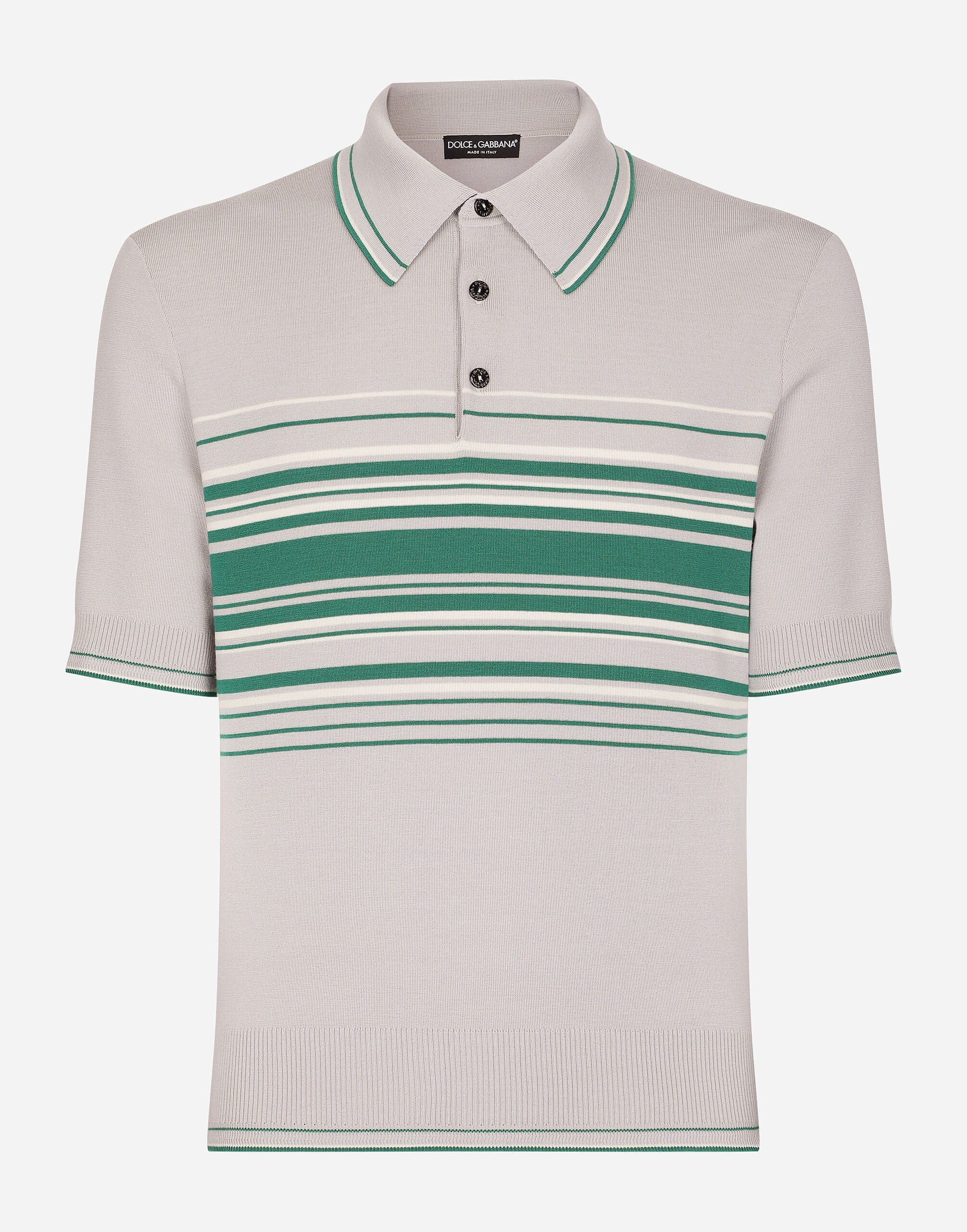 Dolce & Gabbana Striped DG Logo Embroidery Polo Shirt