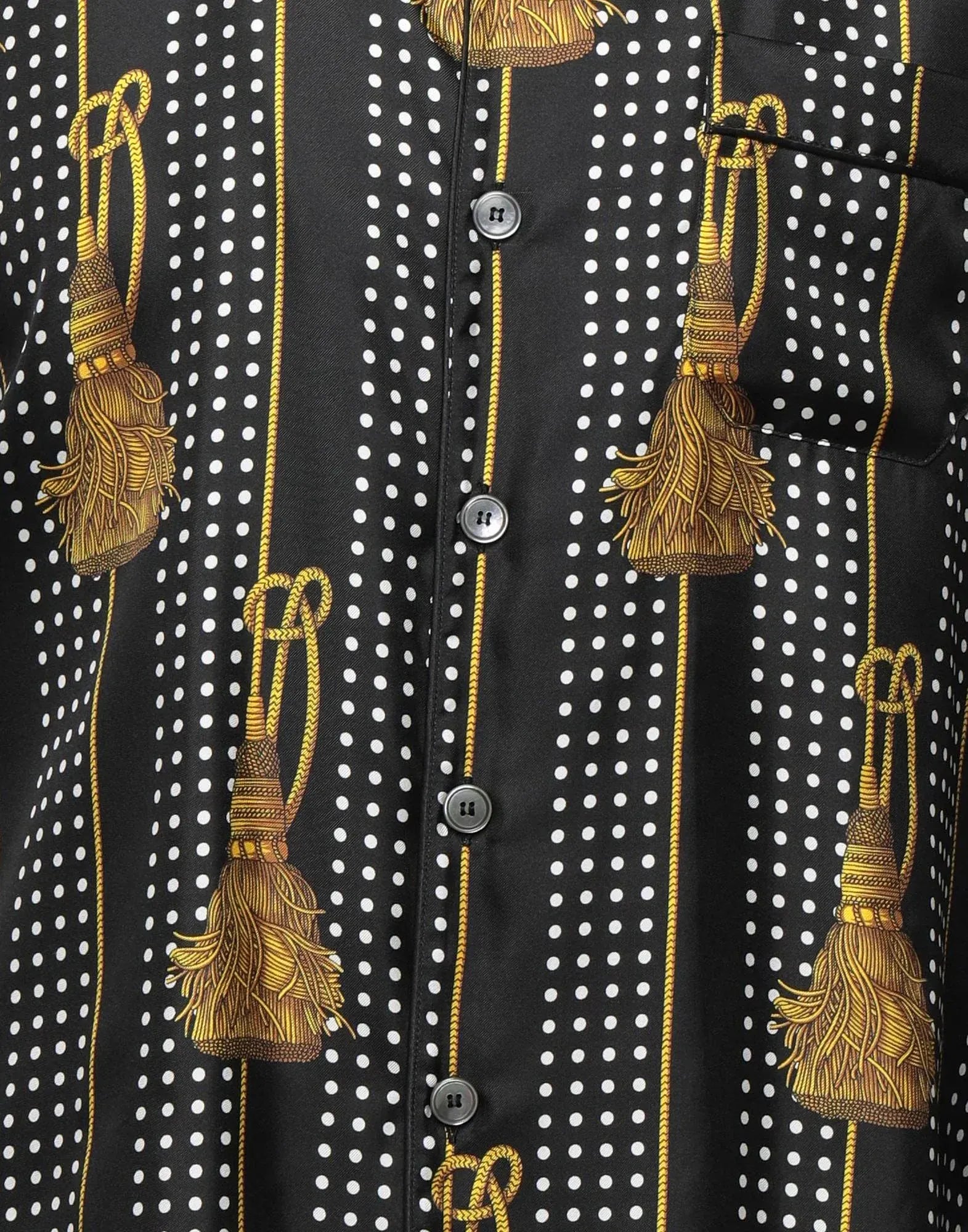 Dolce & Gabbana Striped Dotted Tassel Silk Shirt