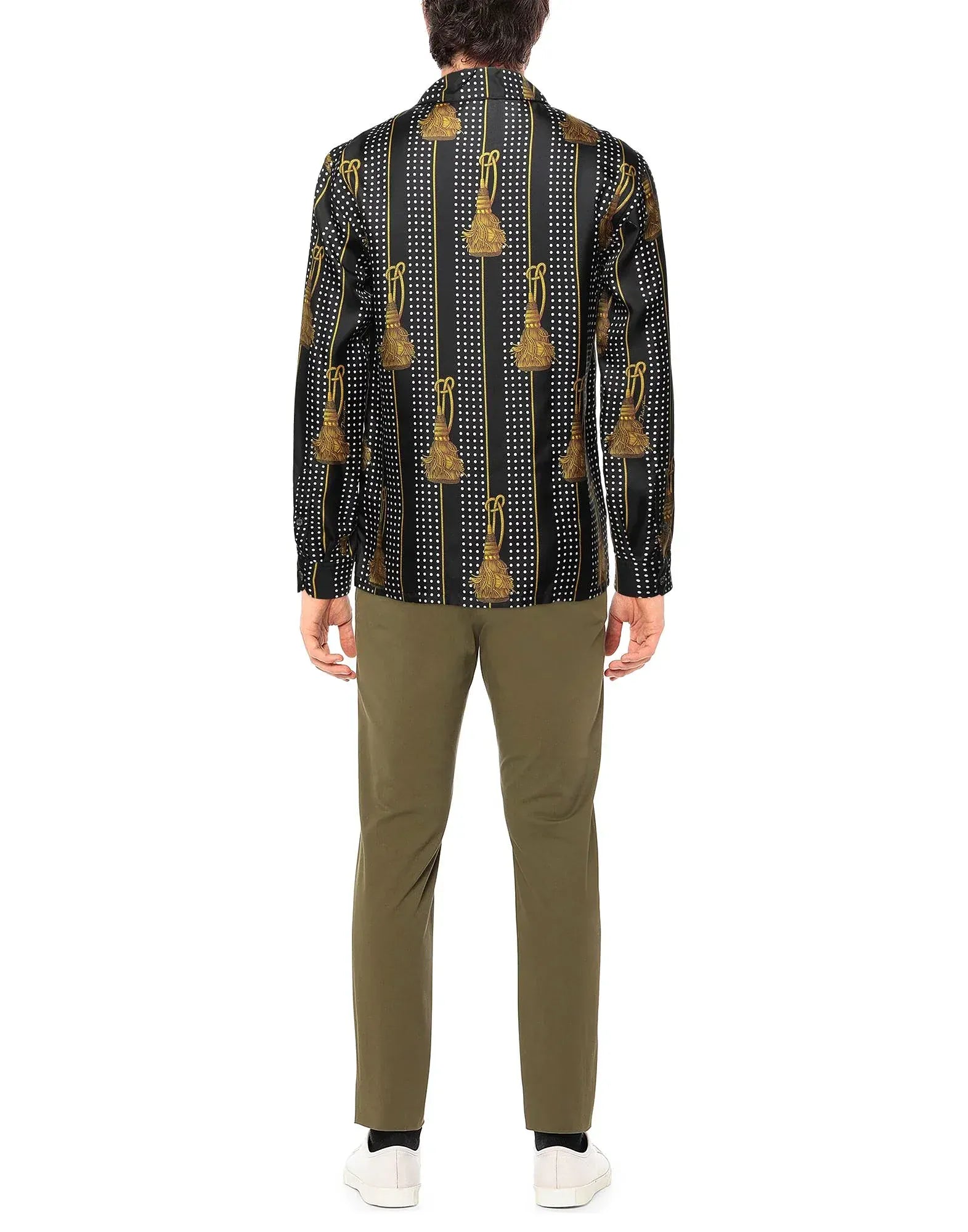 Dolce & Gabbana Striped Dotted Tassel Silk Shirt