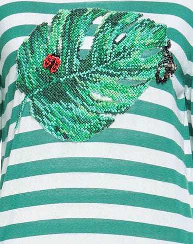 Dolce & Gabbana Striped Knitted Leaf T-Shirt