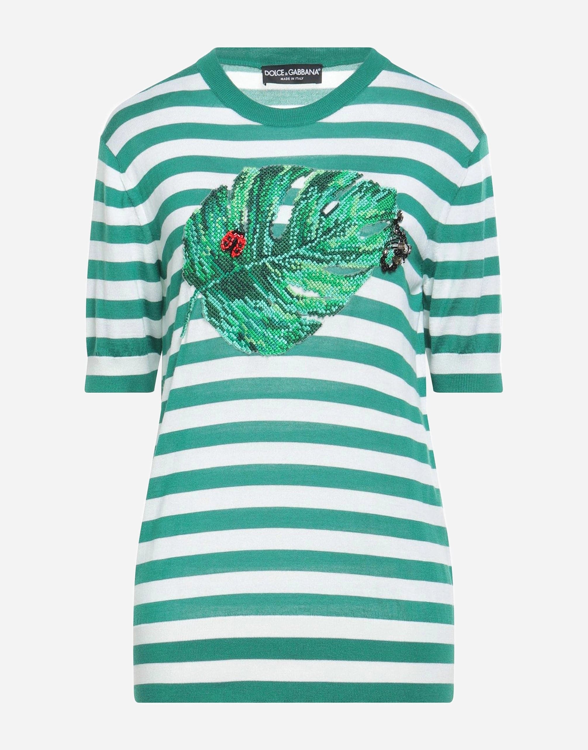 Dolce & Gabbana Striped Knitted Leaf T-Shirt