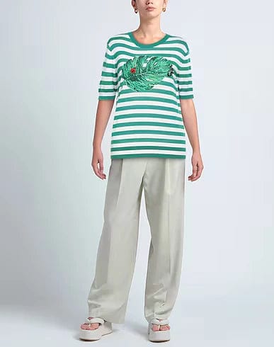 Dolce Gabbana Striped Knitted Leaf T-Shirt Sendegaro US