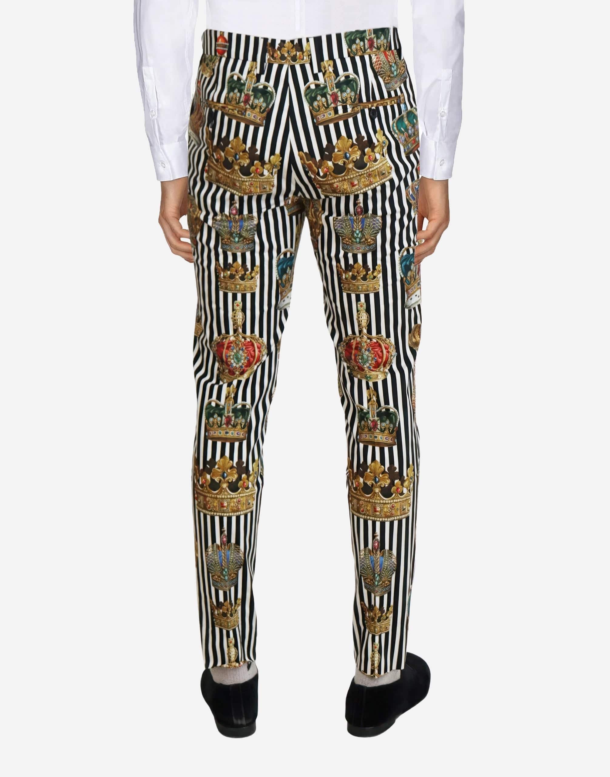 Dolce & Gabbana Striped Pants With Crown Print