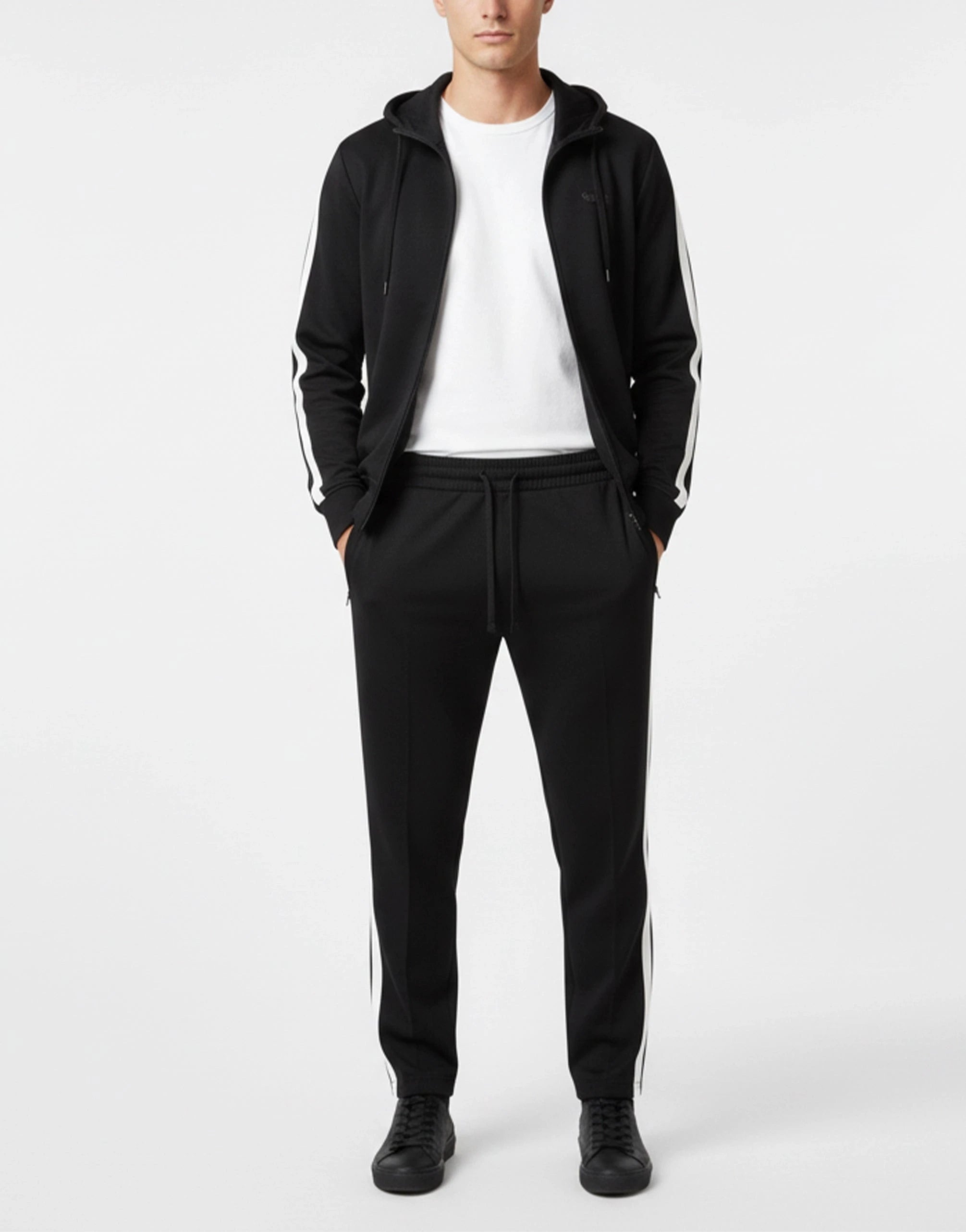 Dolce & Gabbana Striped Plaque-Logo Cotton Track Pants - alternate view