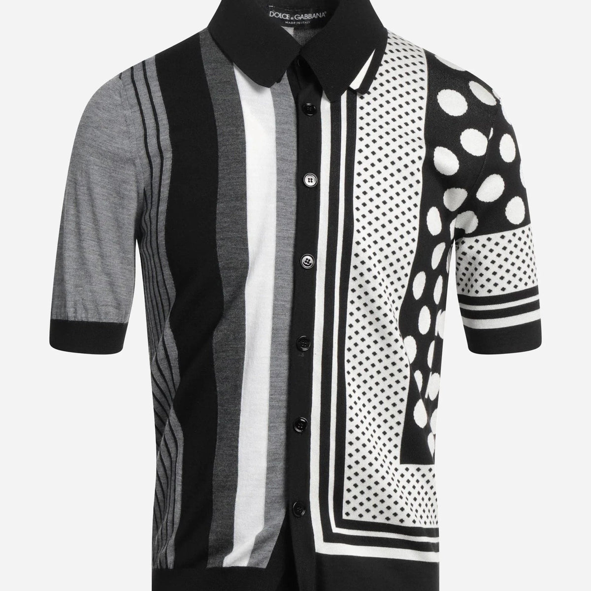 Dolce & Gabbana ストライプドット柄プリントポロシャツ | Sendegaro US