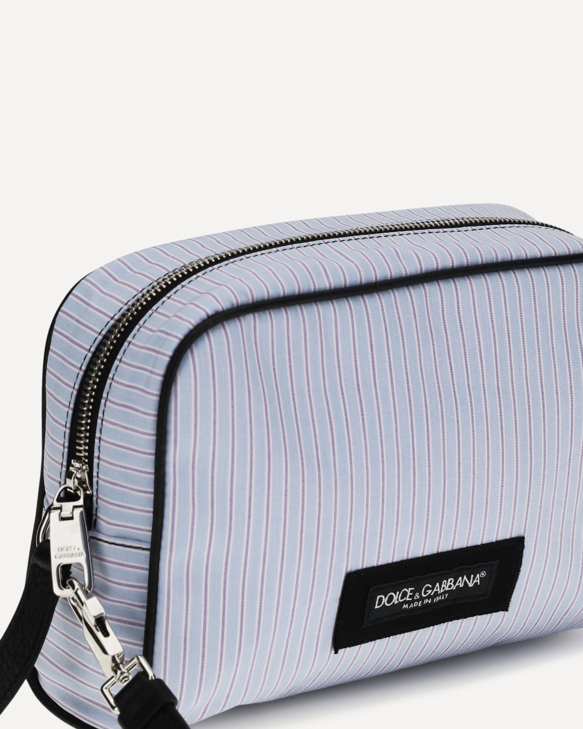 Dolce & Gabbana Striped Poplin And Leather Handbag