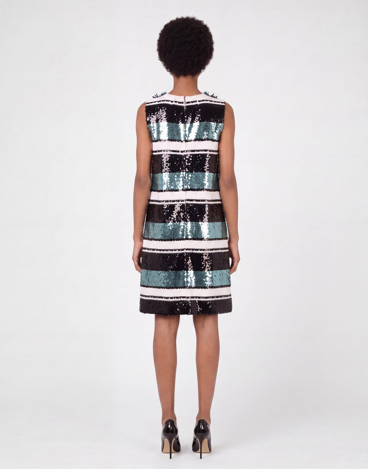 Dolce & Gabbana Multicolor Sequined Sleeveless Shift Dress
