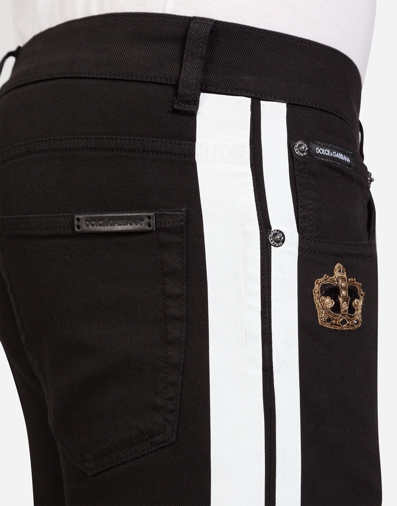 Dolce Gabbana Strip dan patch skinny jeans Sendegaro US