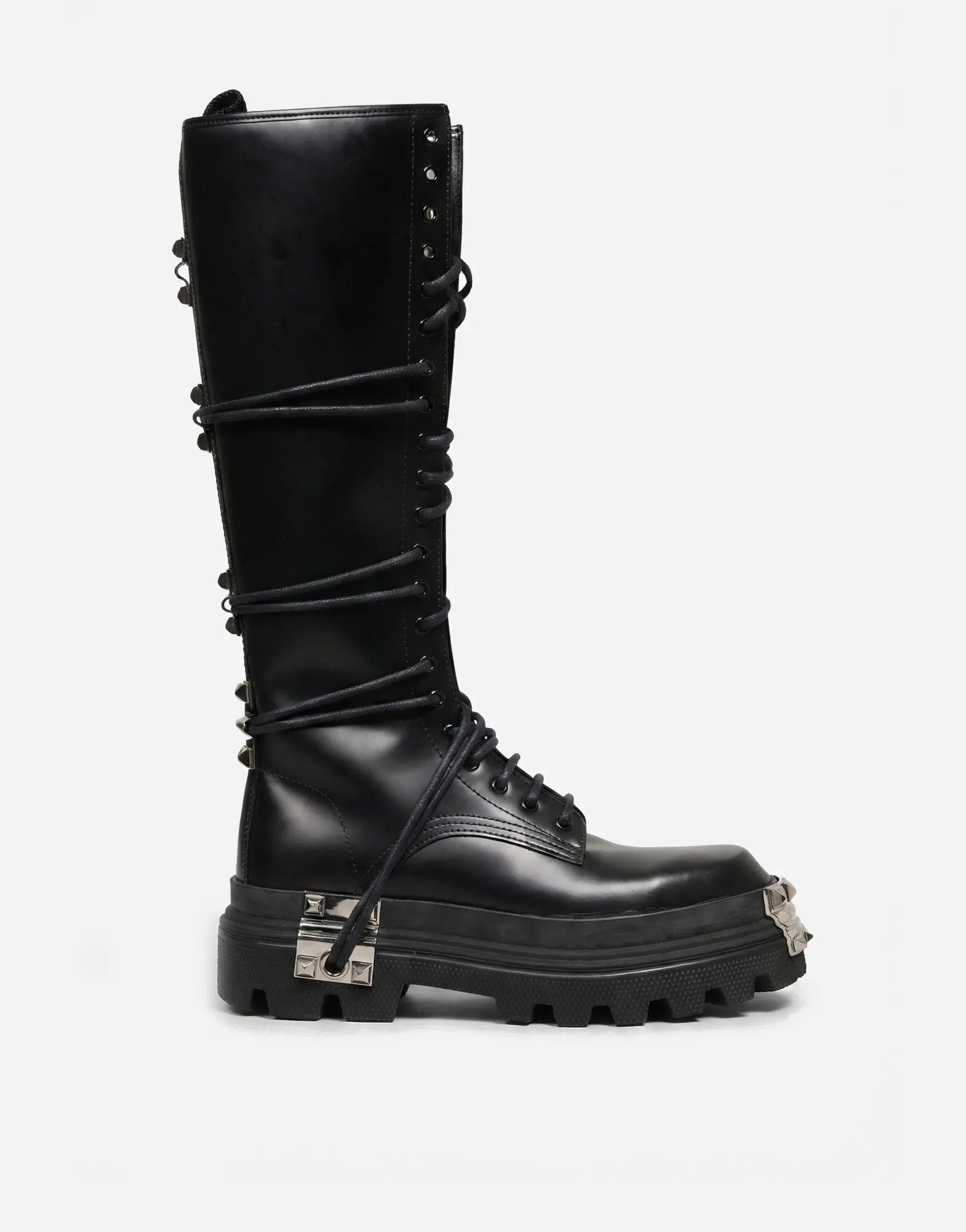 Dolce & Gabbana Stud-Detail Knee-High Platform Combat Boots