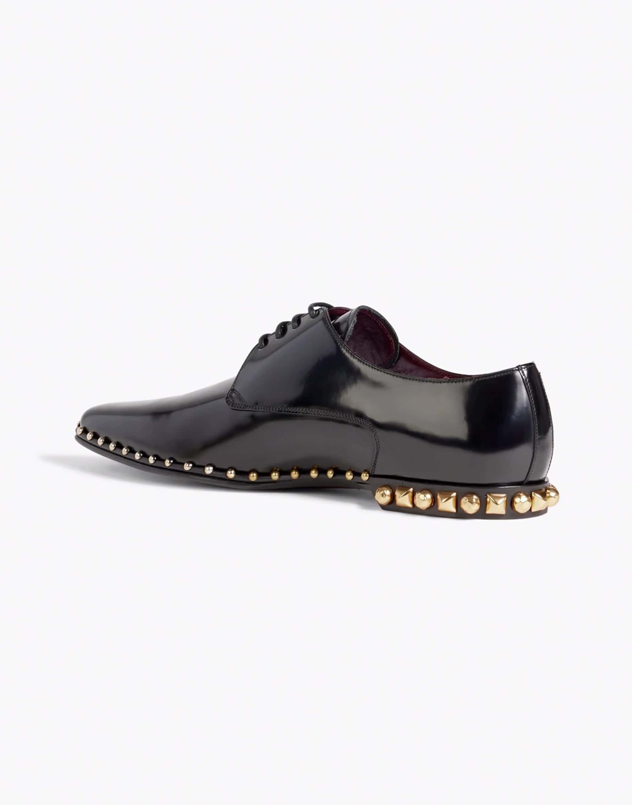 Dolce & Gabbana Studded Polished-Leather Derby Shoes