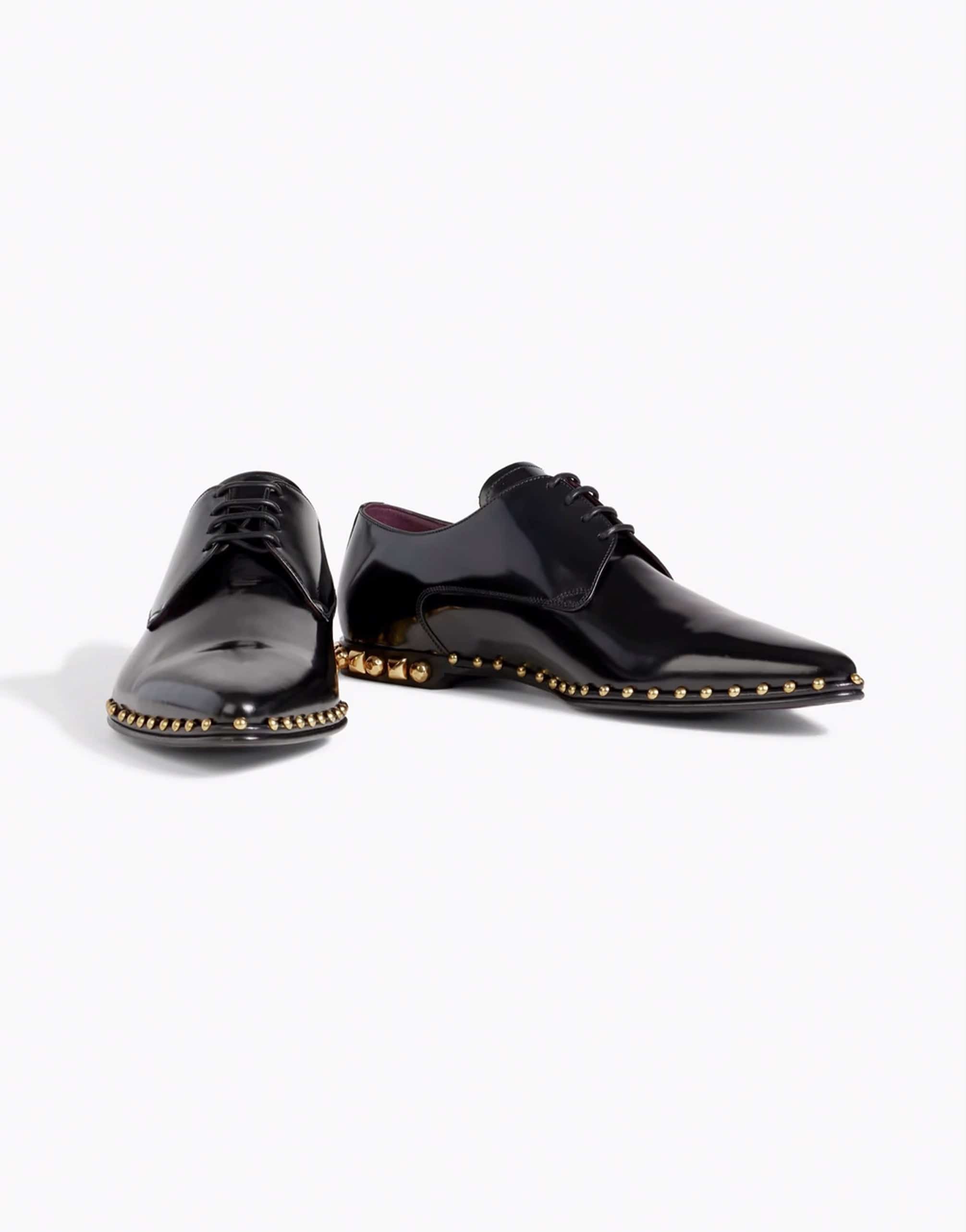 Dolce & Gabbana Studded Polished-Leather Derby Shoes