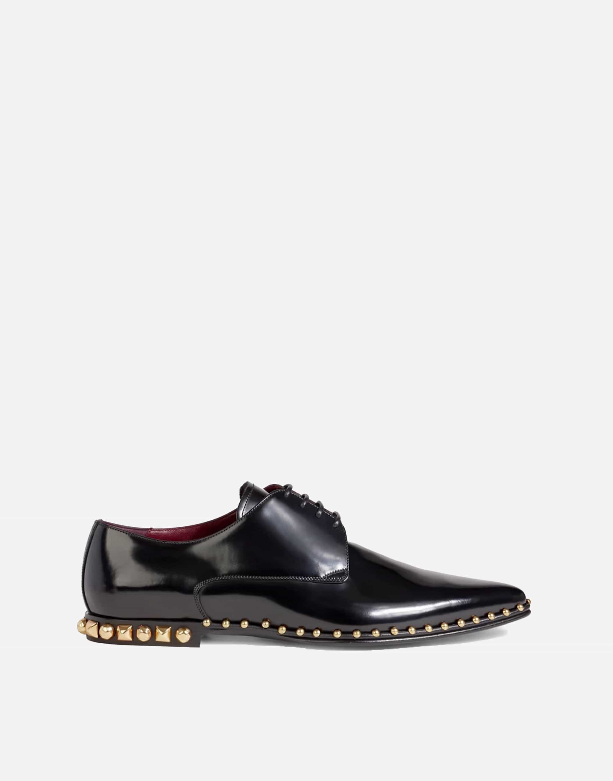 Dolce & Gabbana Studded Polished-Leather Derby Shoes