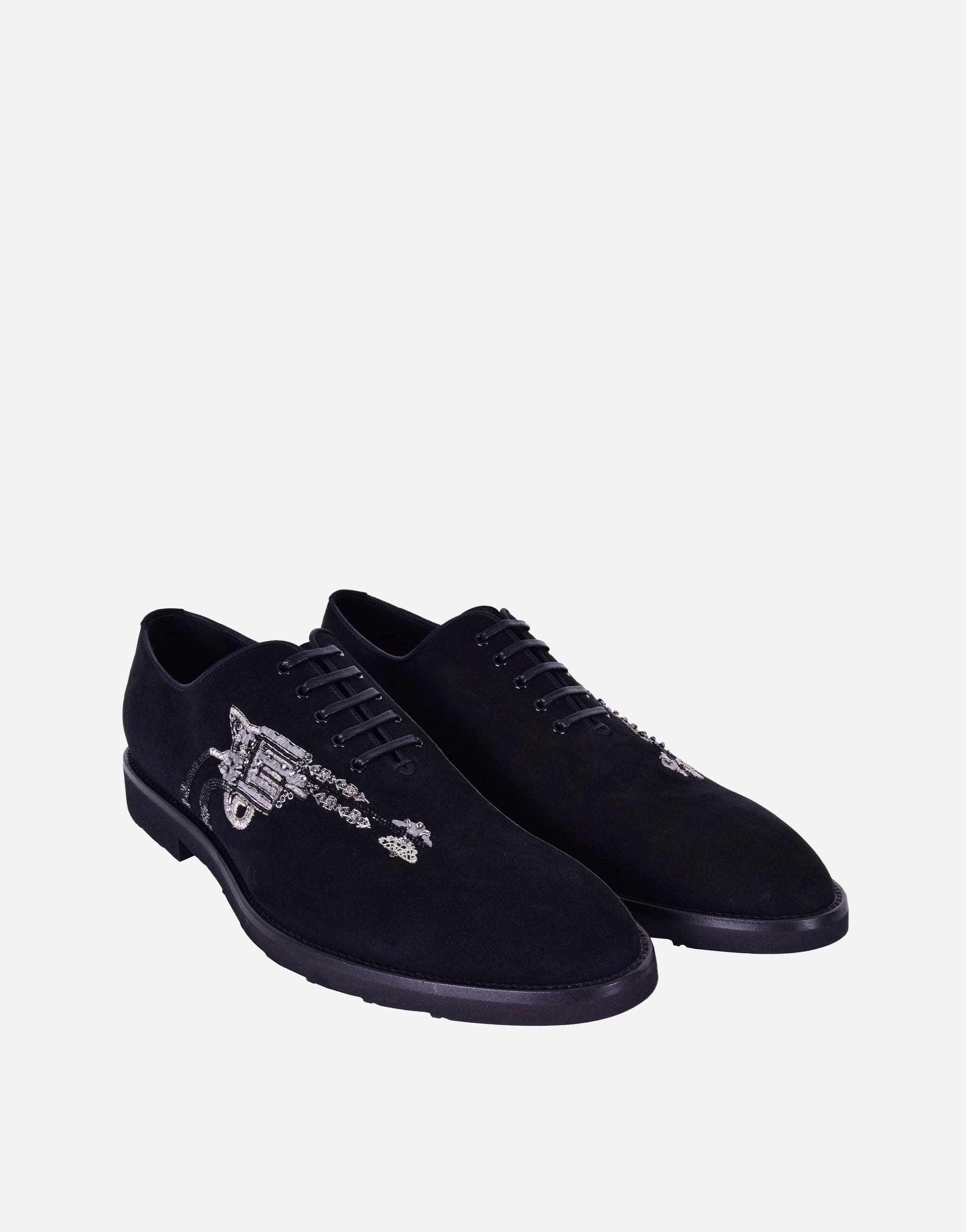 Dolce & Gabbana Suede Oxford Shoes With Embroidery