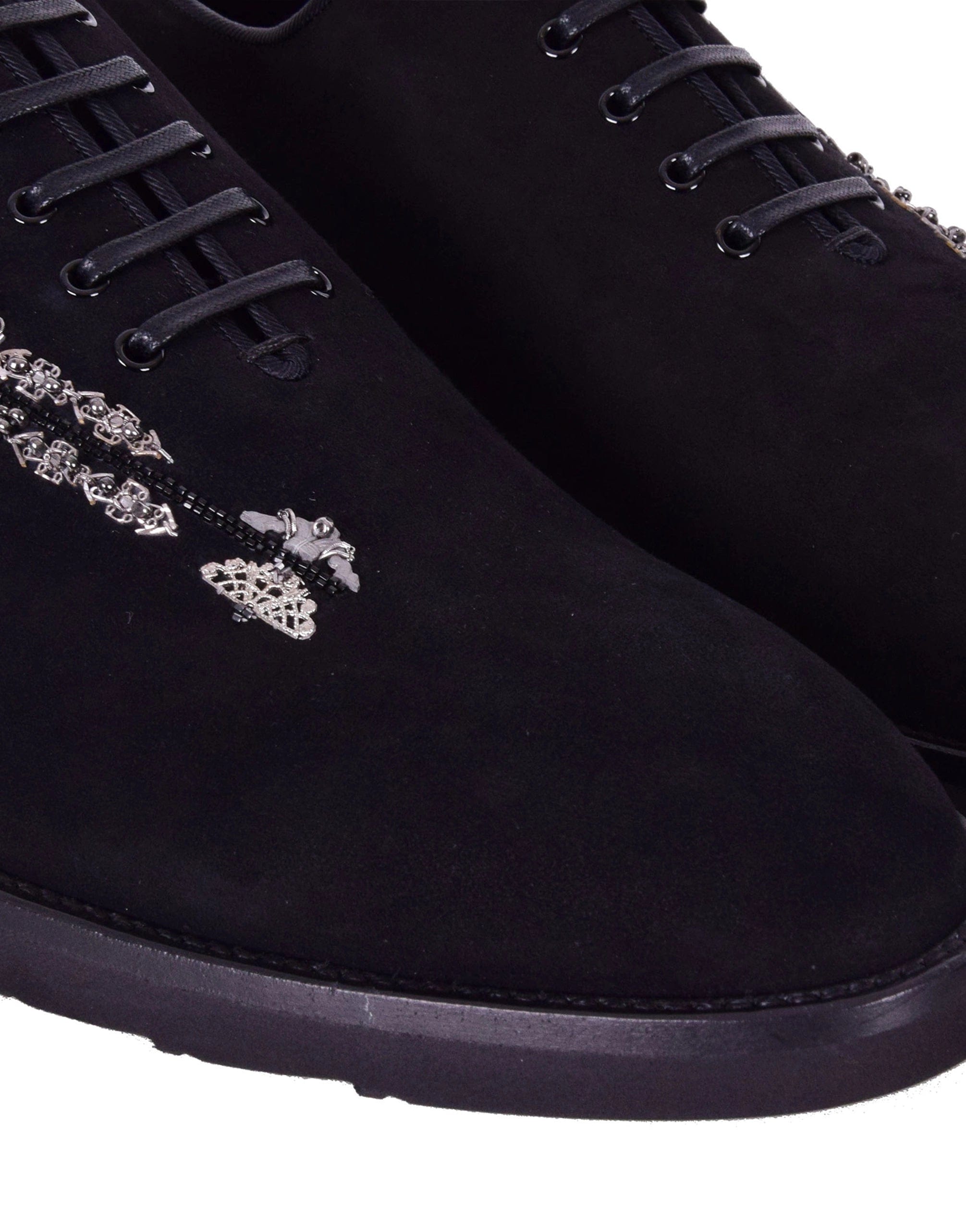 Dolce & Gabbana Suede Oxford Shoes With Embroidery