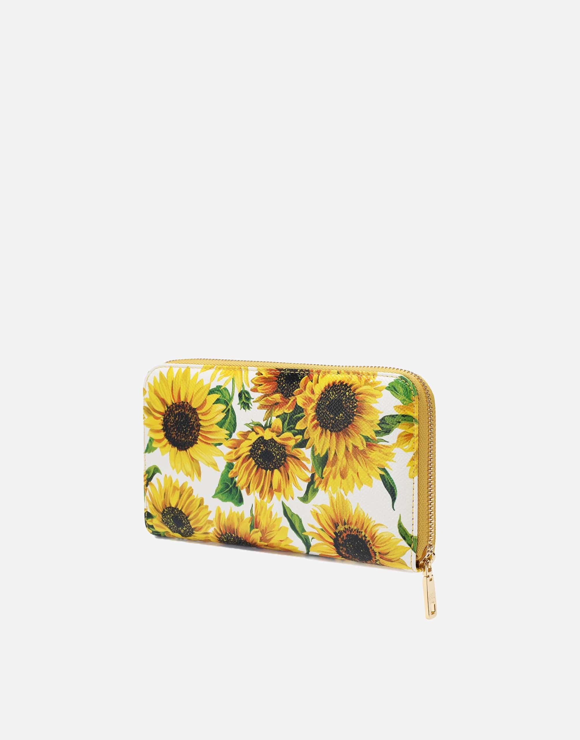 Sunflower-Print Leather Wallet