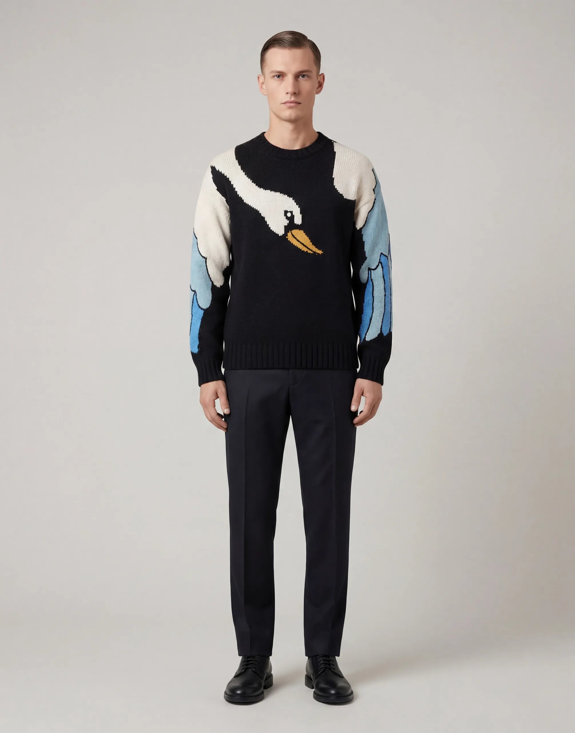 Dolce & Gabbana Swan Intarsia Knit Sweater | Sendegaro