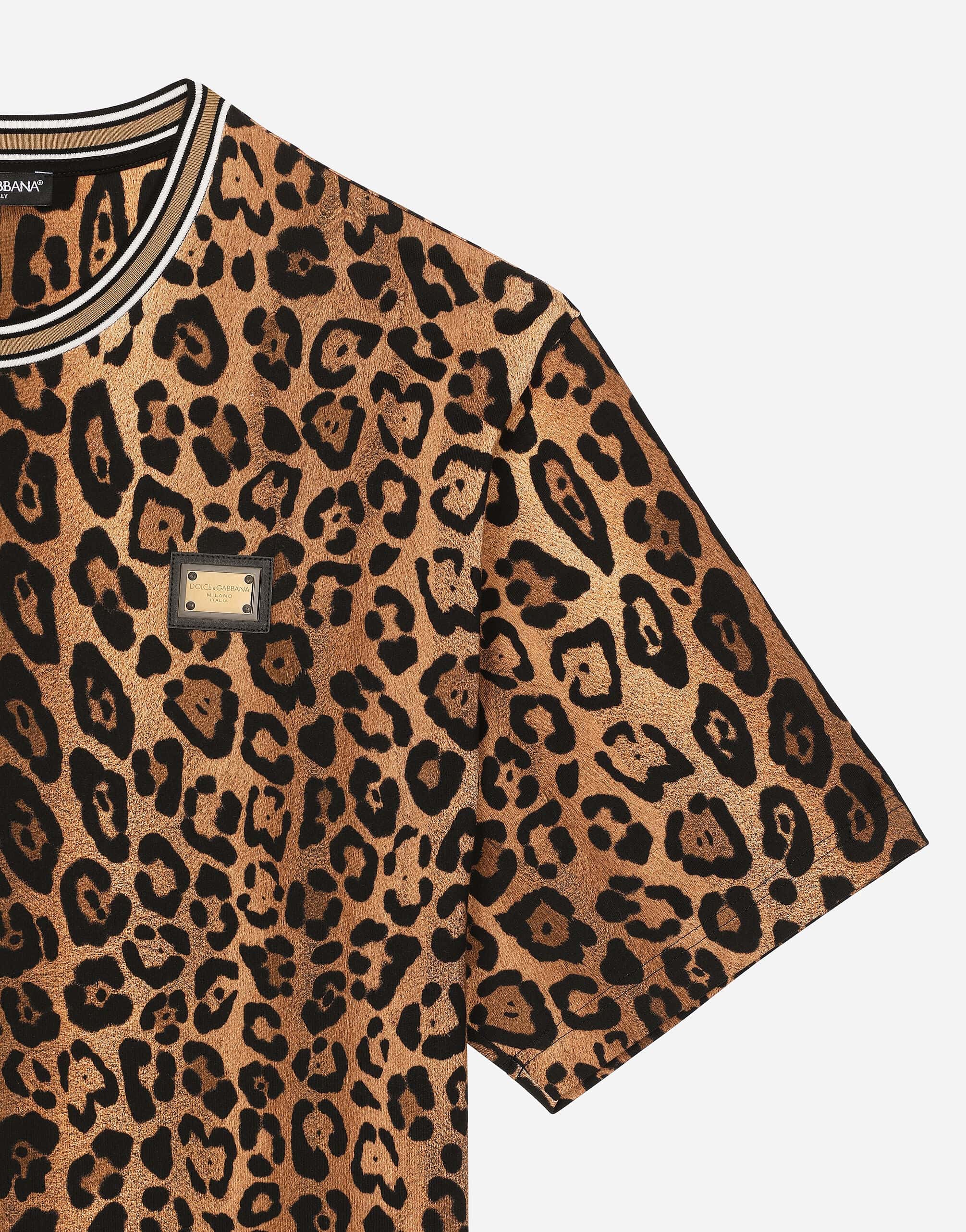 Dolce & Gabbana T-Shirt With Leopard-Print Crespo