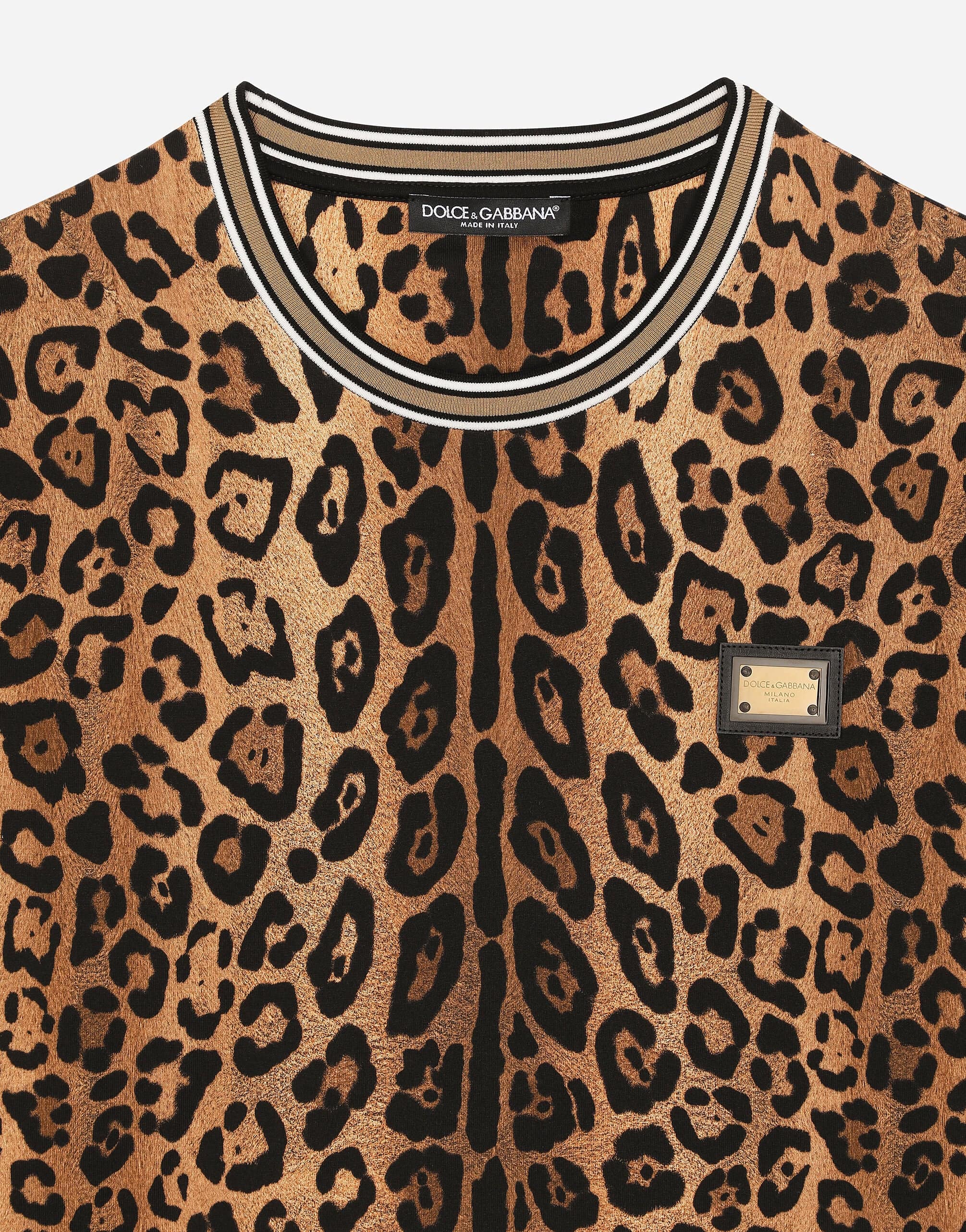 Dolce & Gabbana T-Shirt With Leopard-Print Crespo