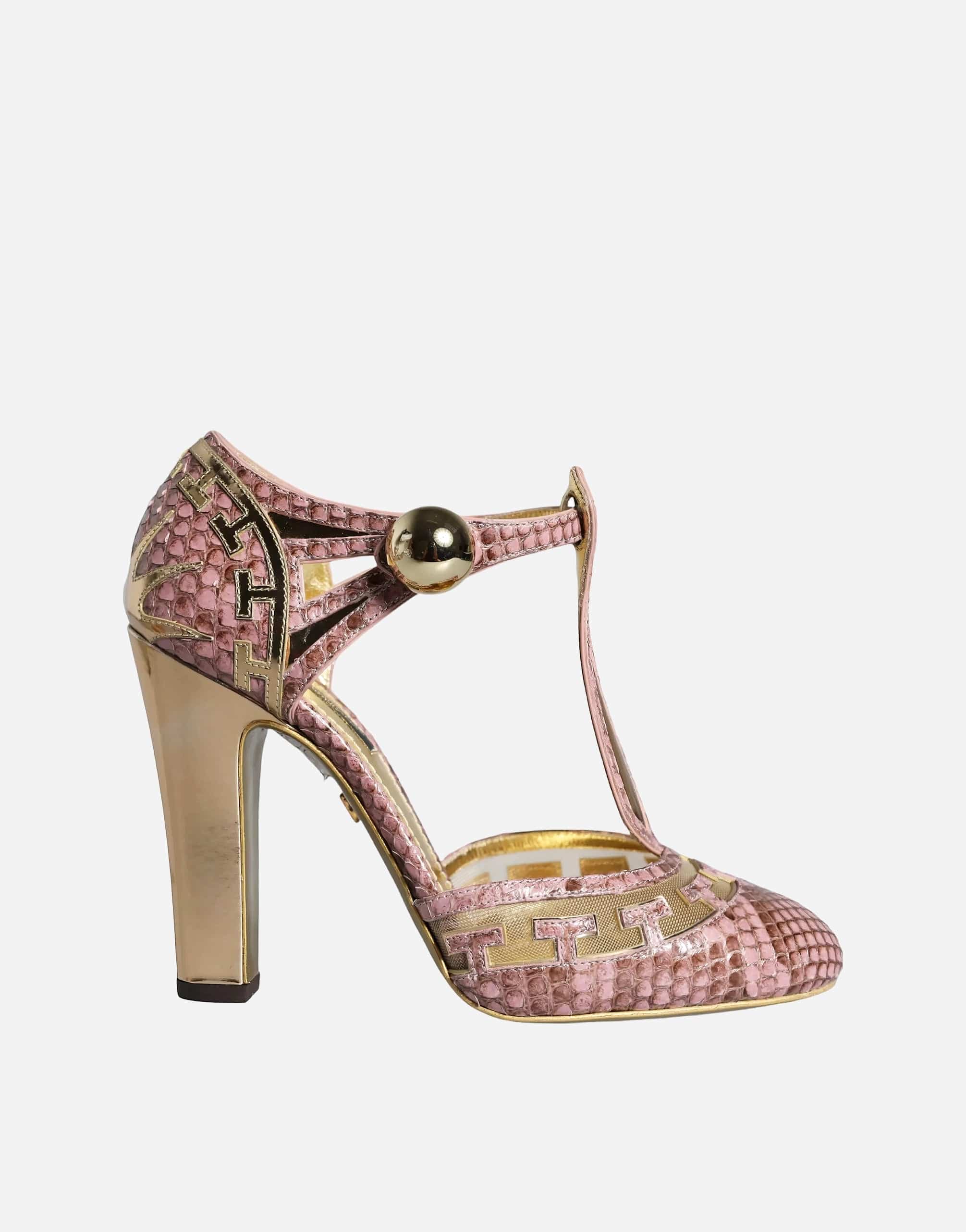 Dolce & Gabbana T-Strap Python Sandals