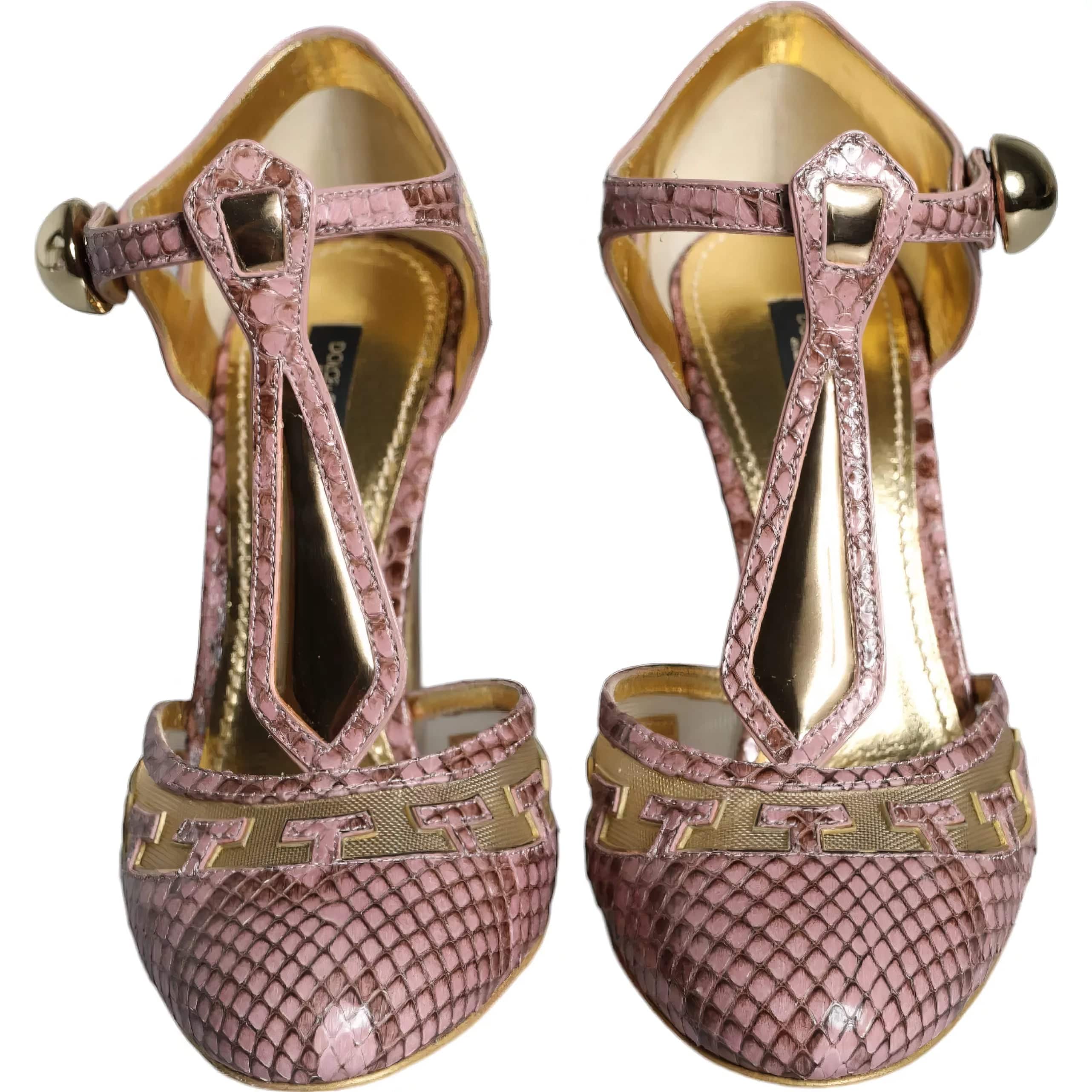 Dolce & Gabbana T-Strap Python Sandals