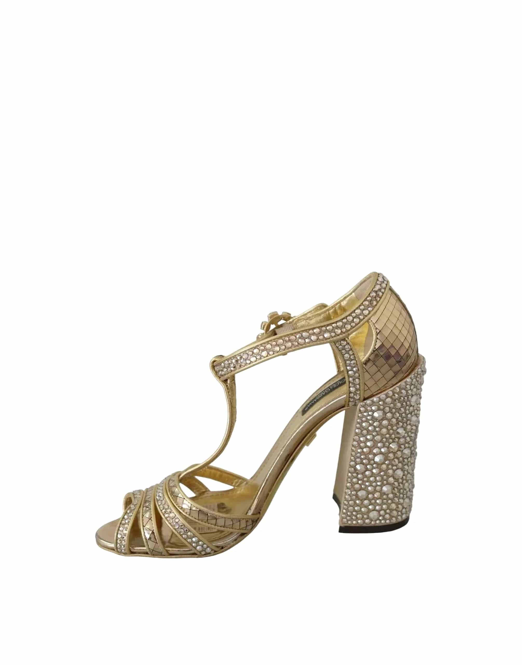 Dolce & Gabbana T-Strap Rhinestone Embellished Sandals