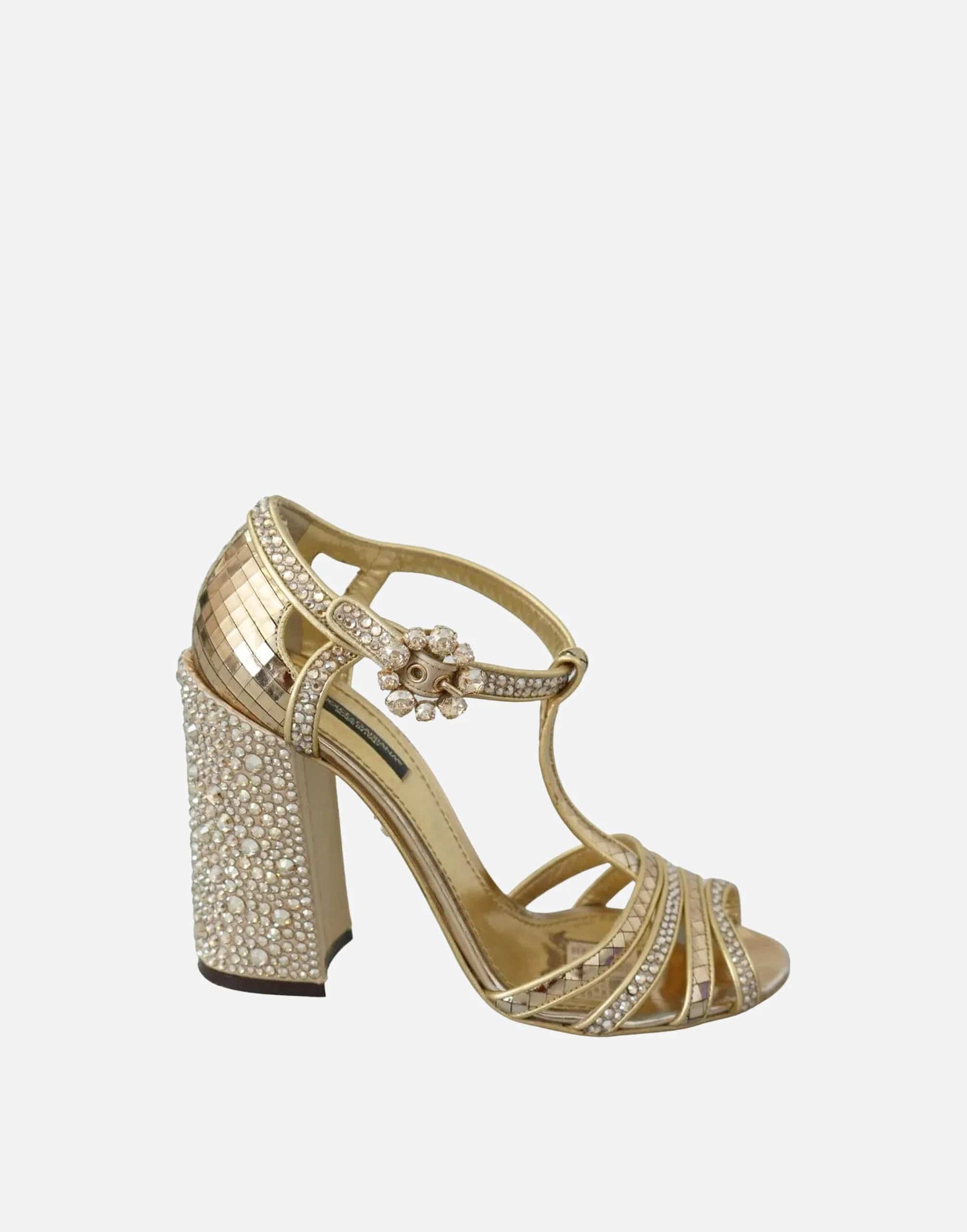 Dolce & Gabbana T-Strap Rhinestone Embellished Sandals