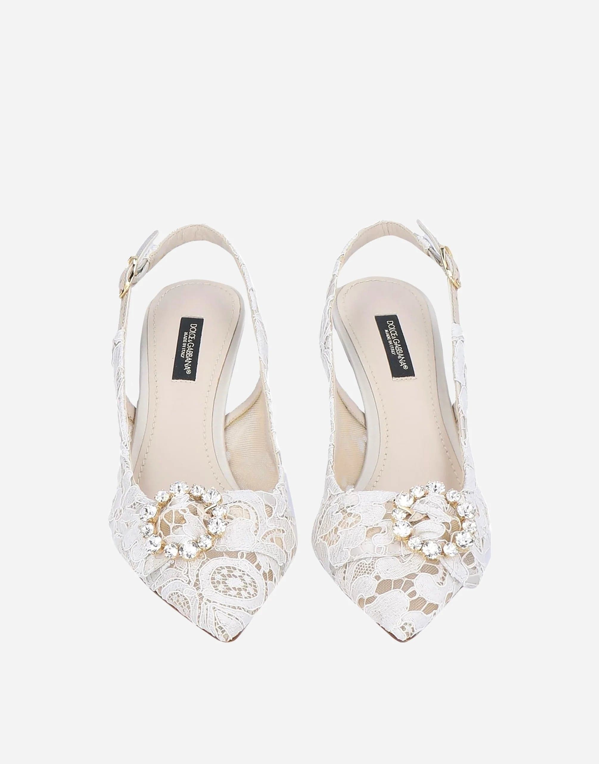 Dolce & Gabbana Taormina Lace Crystal Embellished Slingback Sandals