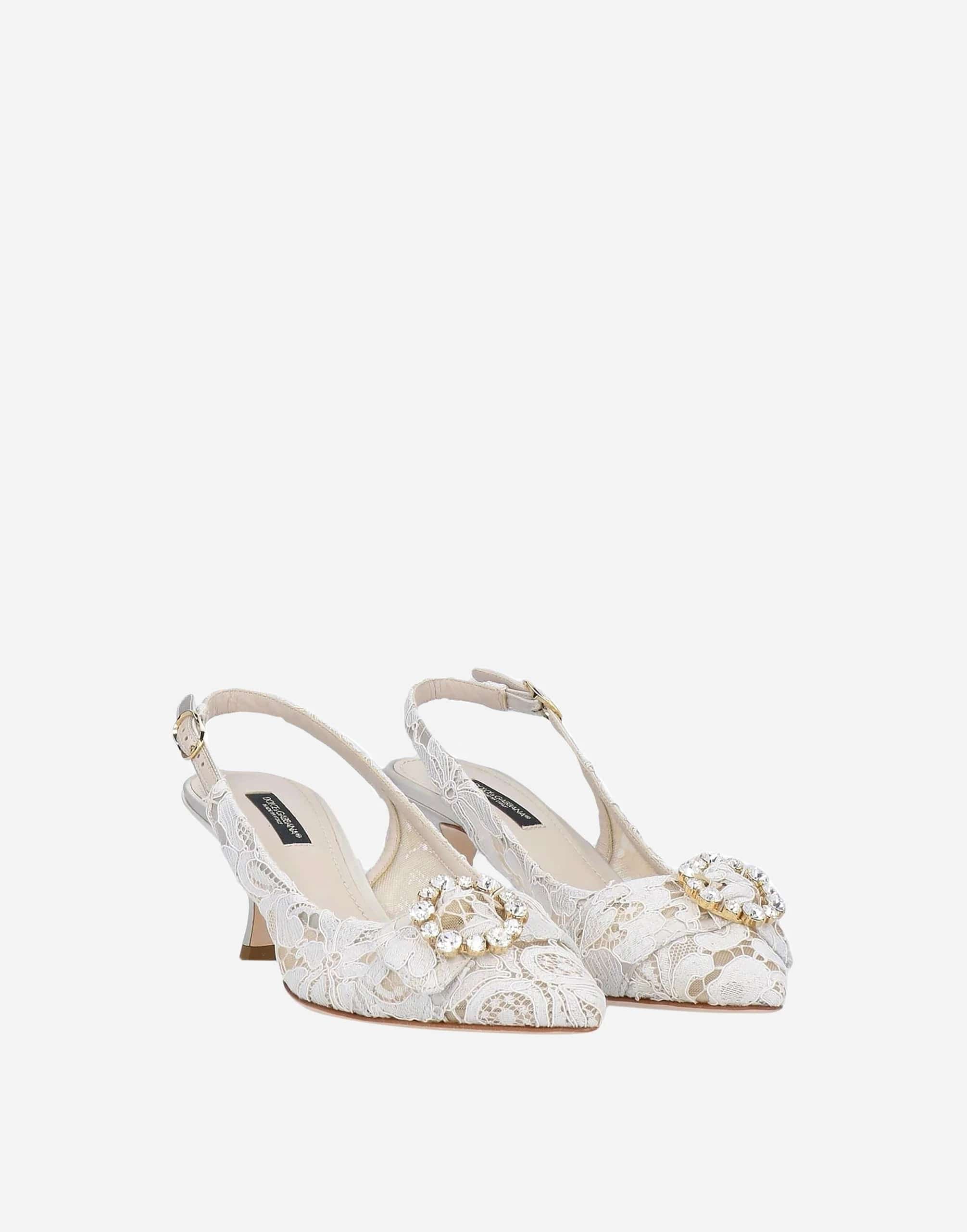 Dolce & Gabbana Taormina Lace Crystal Embellished Slingback Sandals