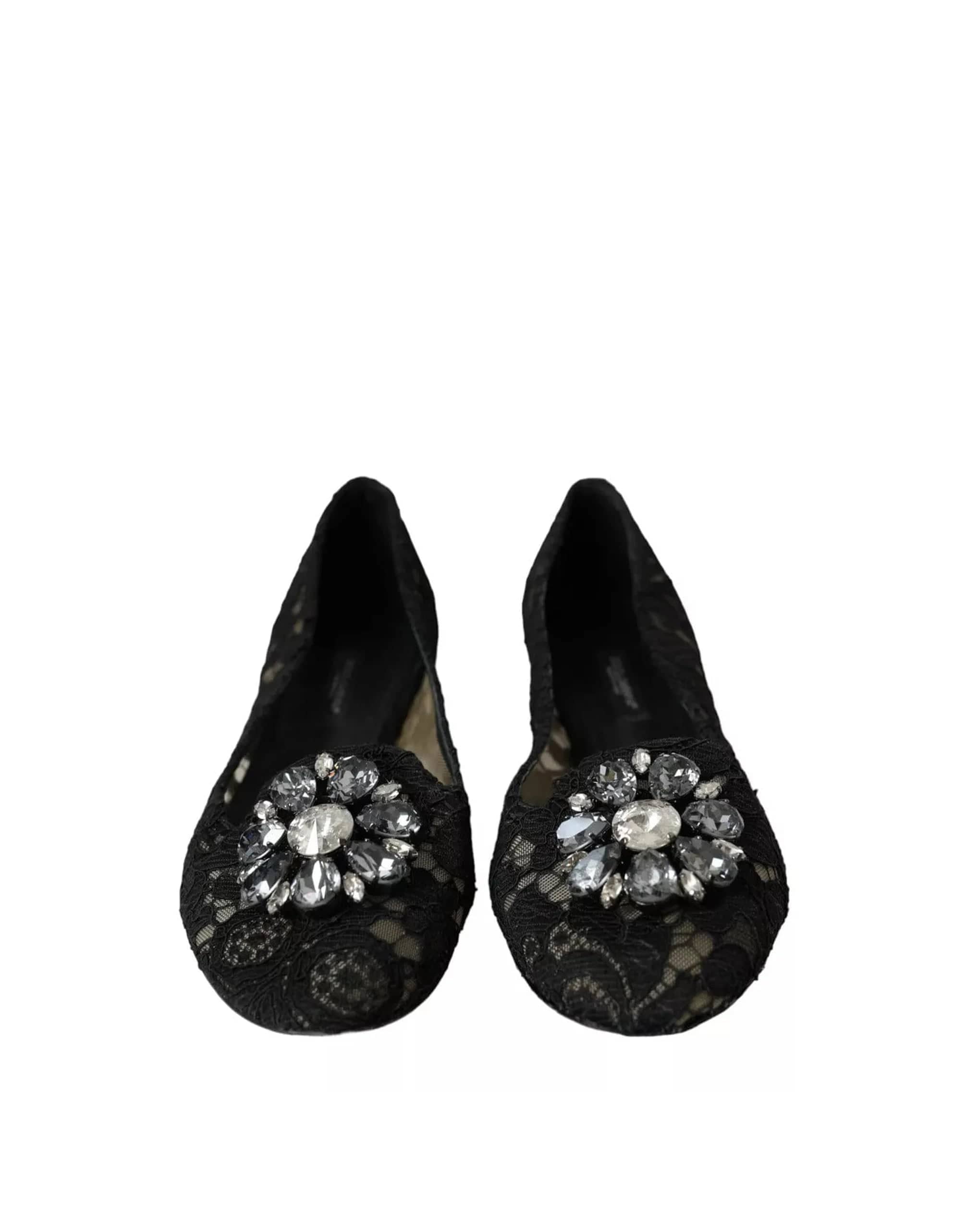 Dolce & Gabbana Taormina Lace Floral Crystal Flats