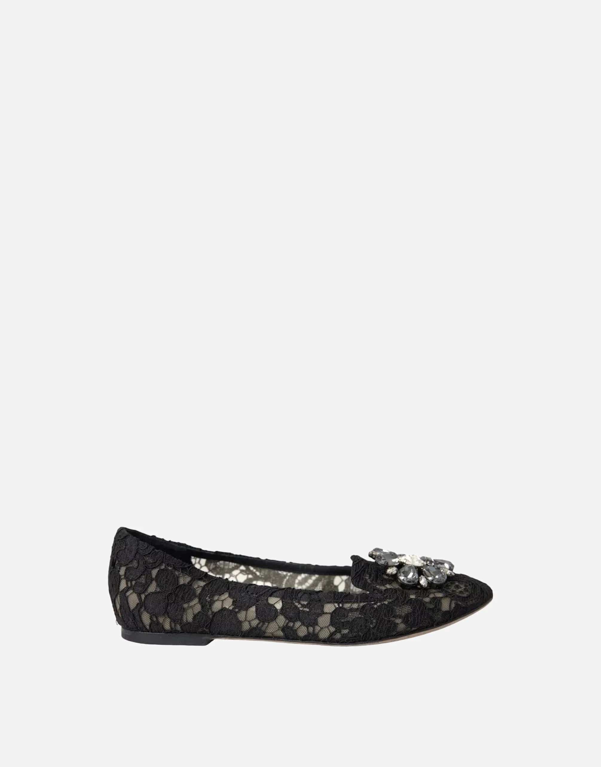 Dolce & Gabbana Taormina Lace Floral Crystal Flats