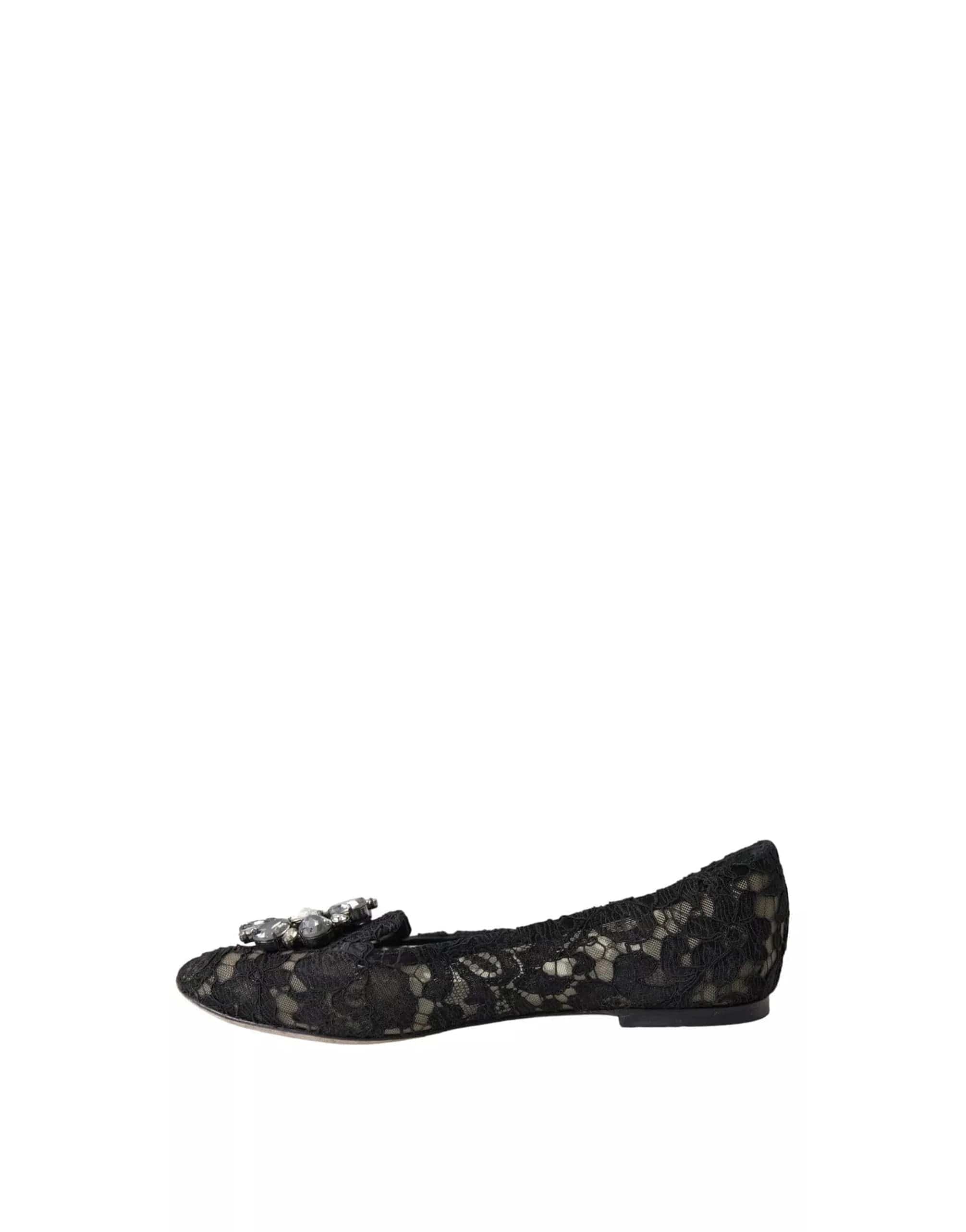 Dolce & Gabbana Taormina Lace Floral Crystal Flats