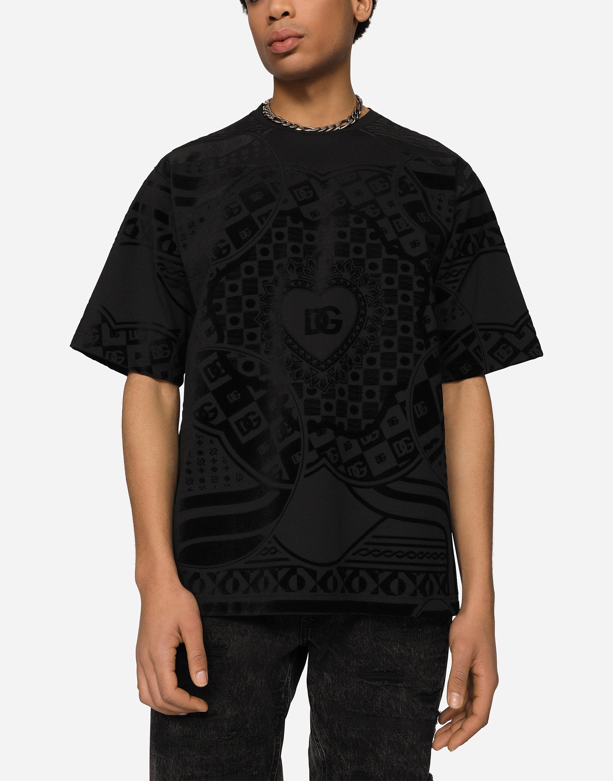 Dolce & Gabbana Technical Jersey T-shirt With Flocked Print