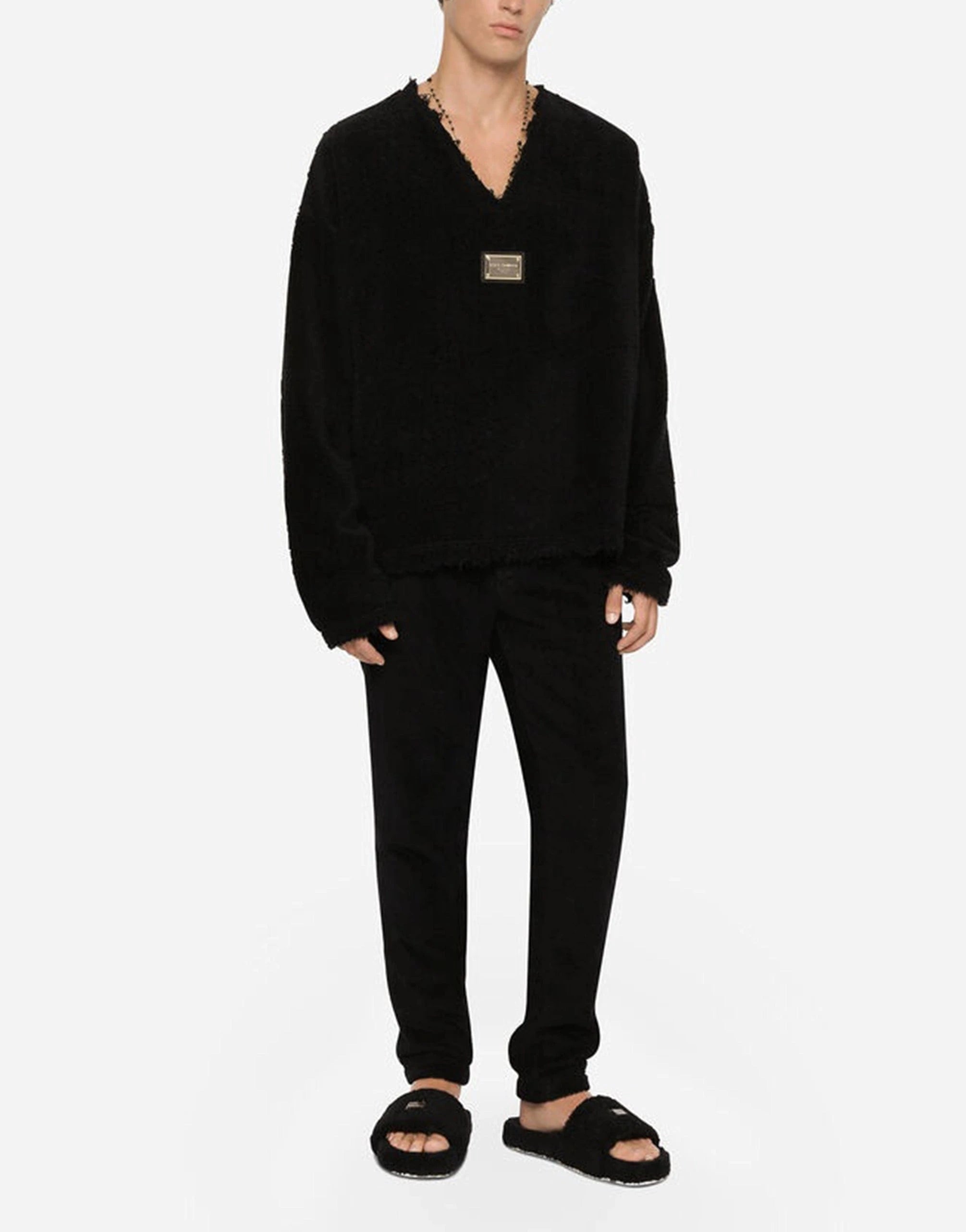 Dolce & Gabbana Terrycloth Logo-Plaque Track Pants