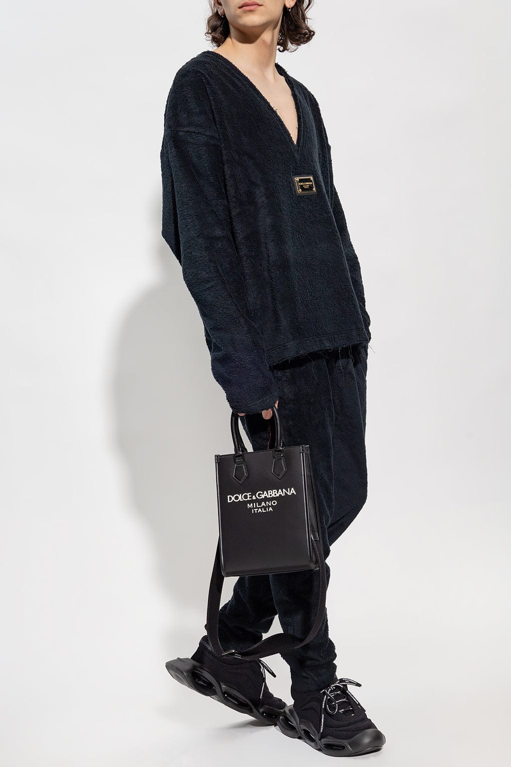 Dolce & Gabbana Terrycloth Logo Tag Sweatshirt