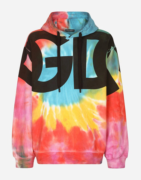 AW03 D&G Dolce&Gabbana hip hop ニット Dolce & Gabbana Tie-Dye Logo-Print Hoodie | Sendegaro FR