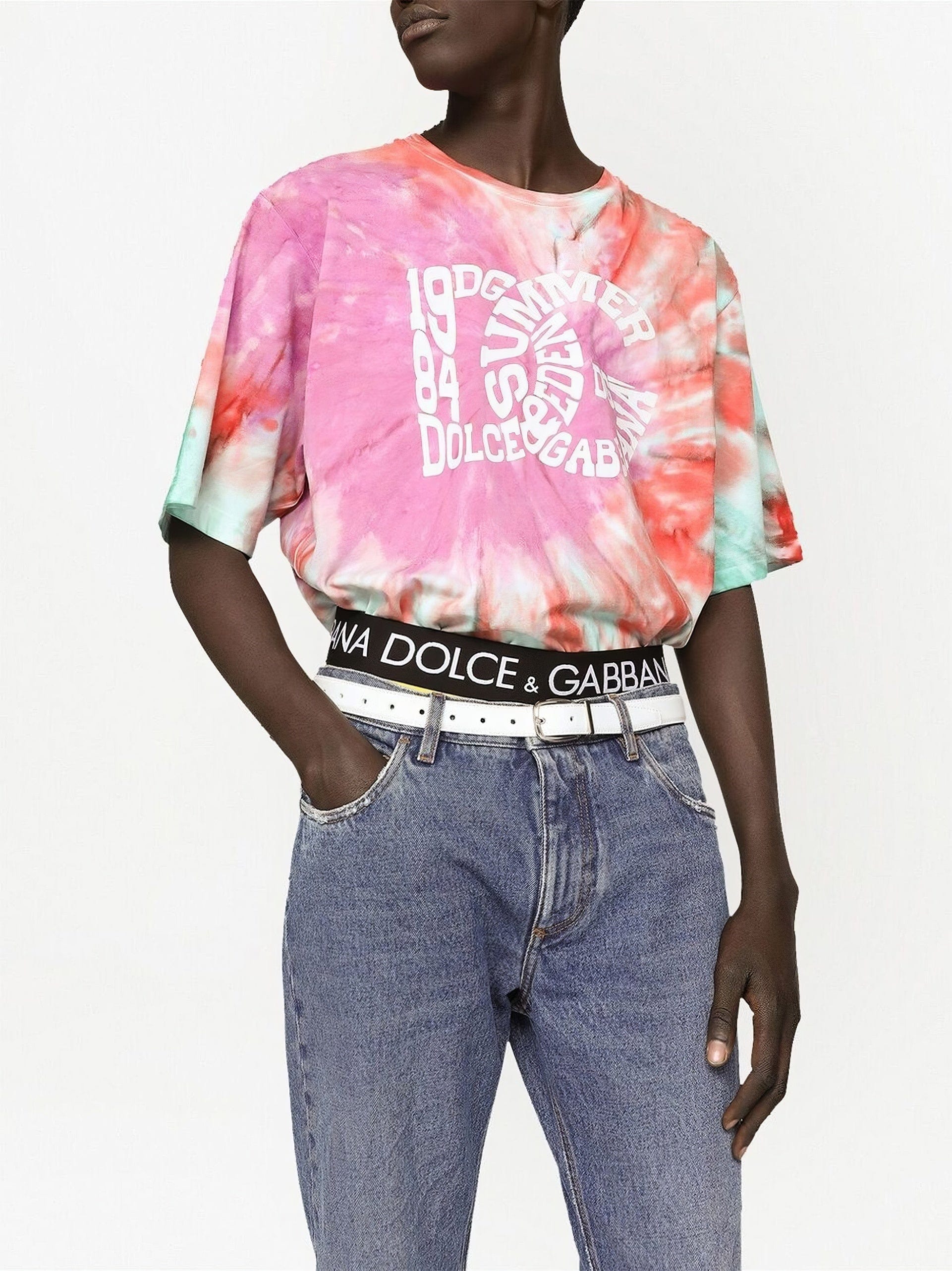 Dolce & Gabbana Tie-Dye Logo-Print T-Shirt